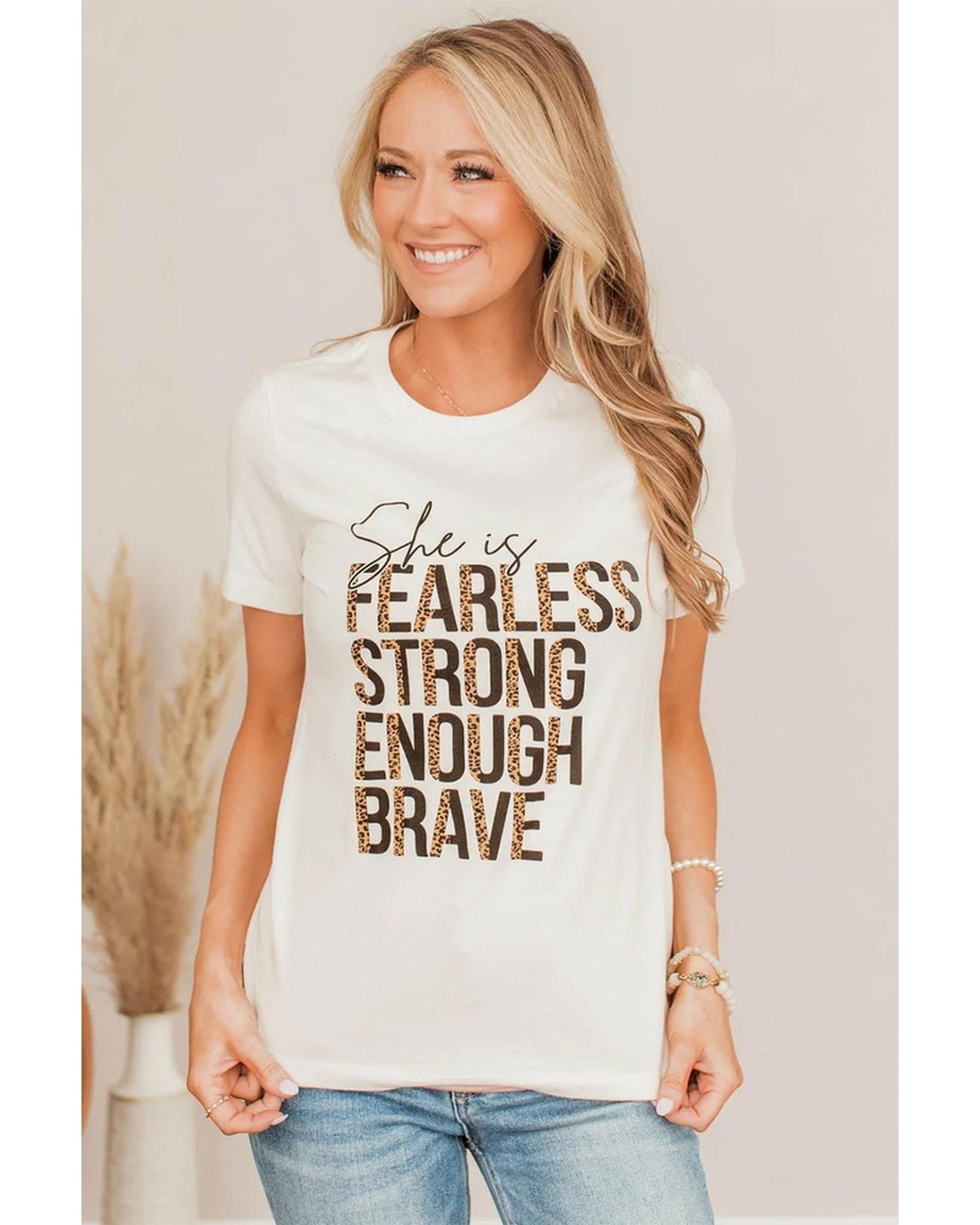 Azura Exchange FEARLESS STRONG ENOUGH BRAVE Graphic Tee - M