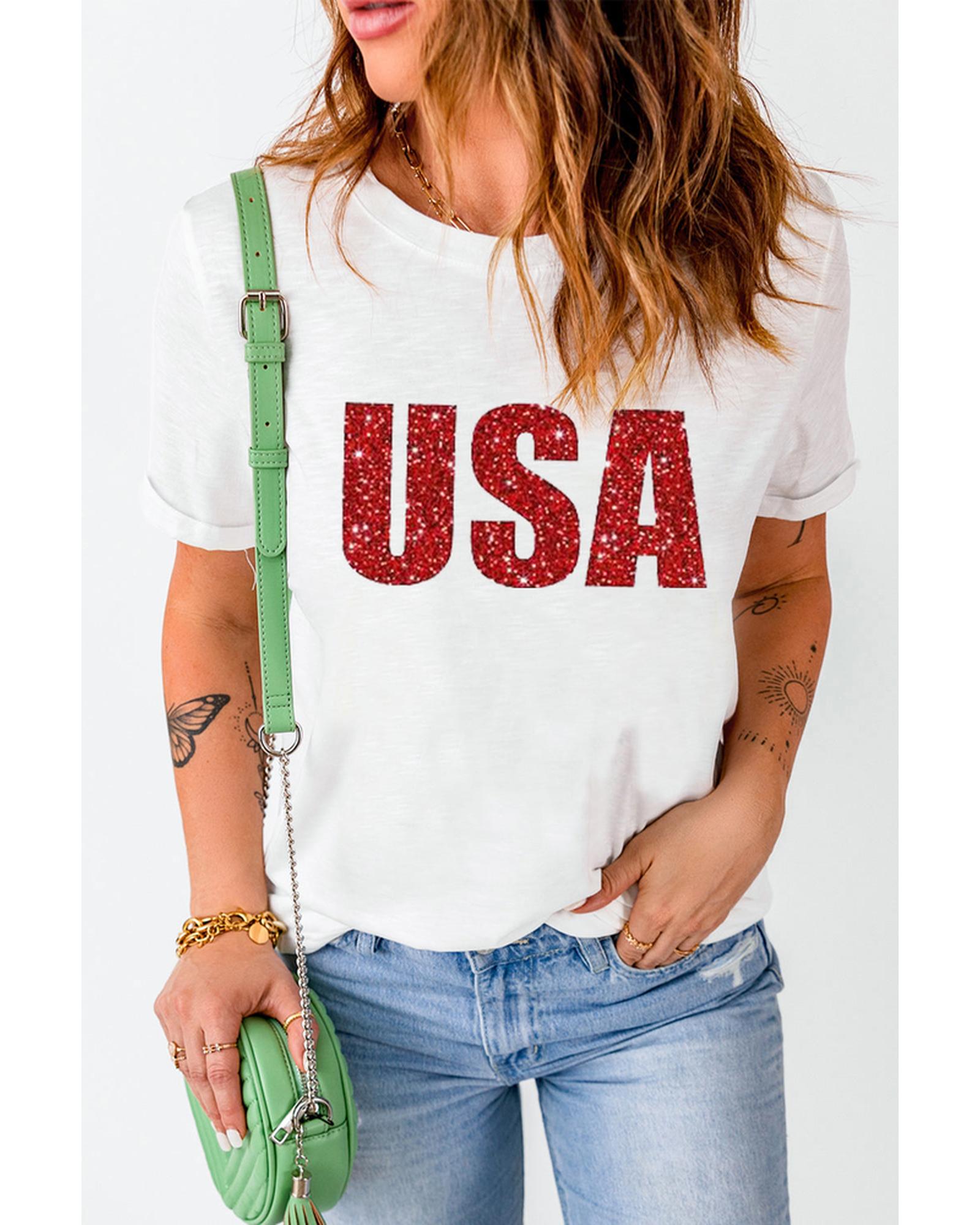 Azura Exchange Glitter Pattern Print Short Sleeve T Shirt - M