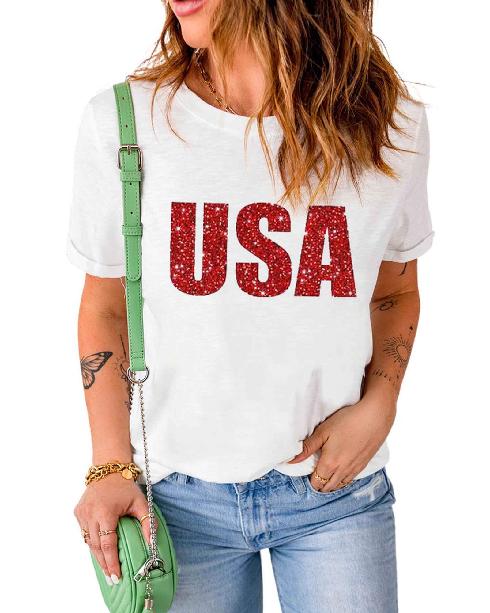 Azura Exchange Glitter Pattern Print Short Sleeve T Shirt - M