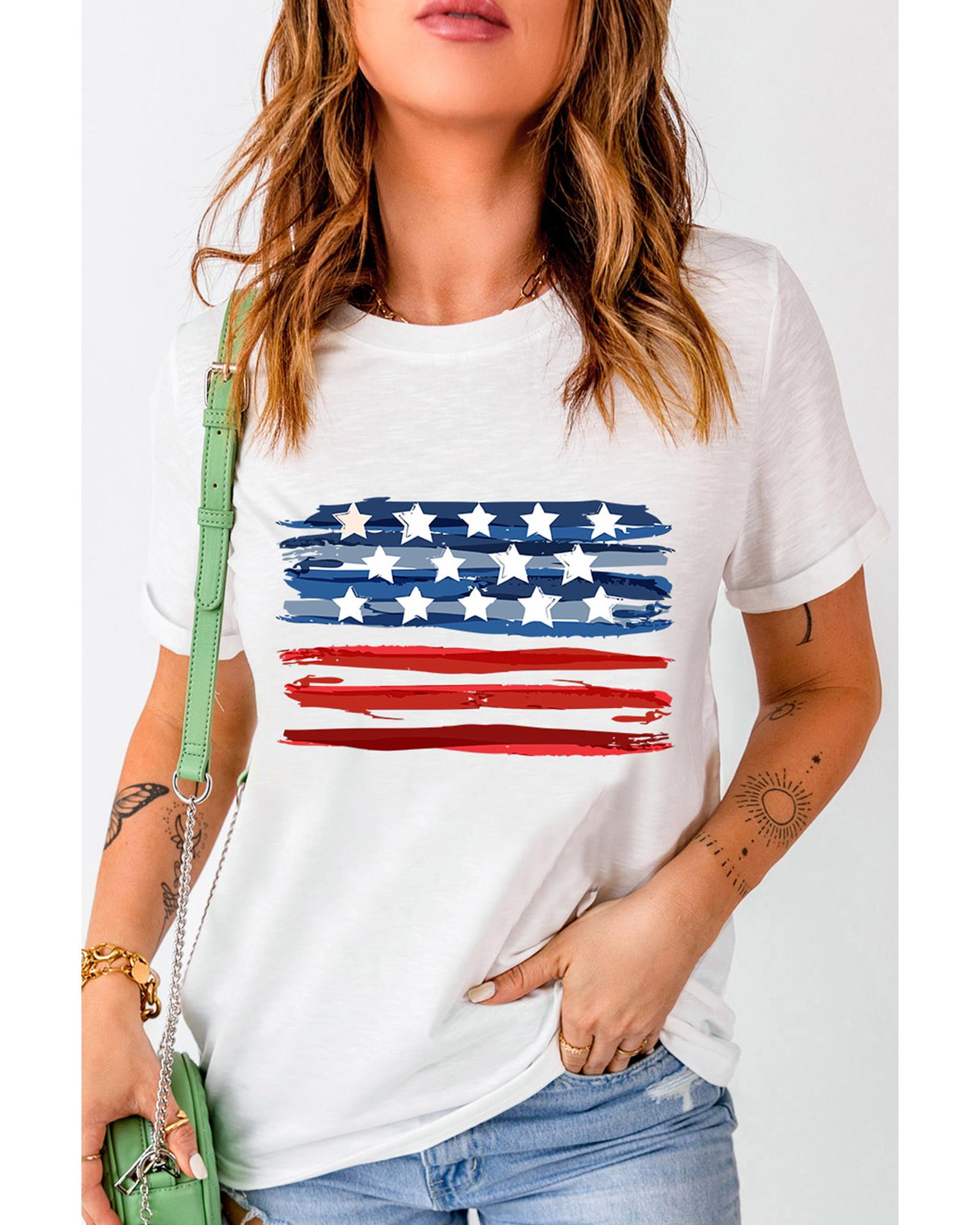 White American Flag Graphic Fashion Tee - 2XL