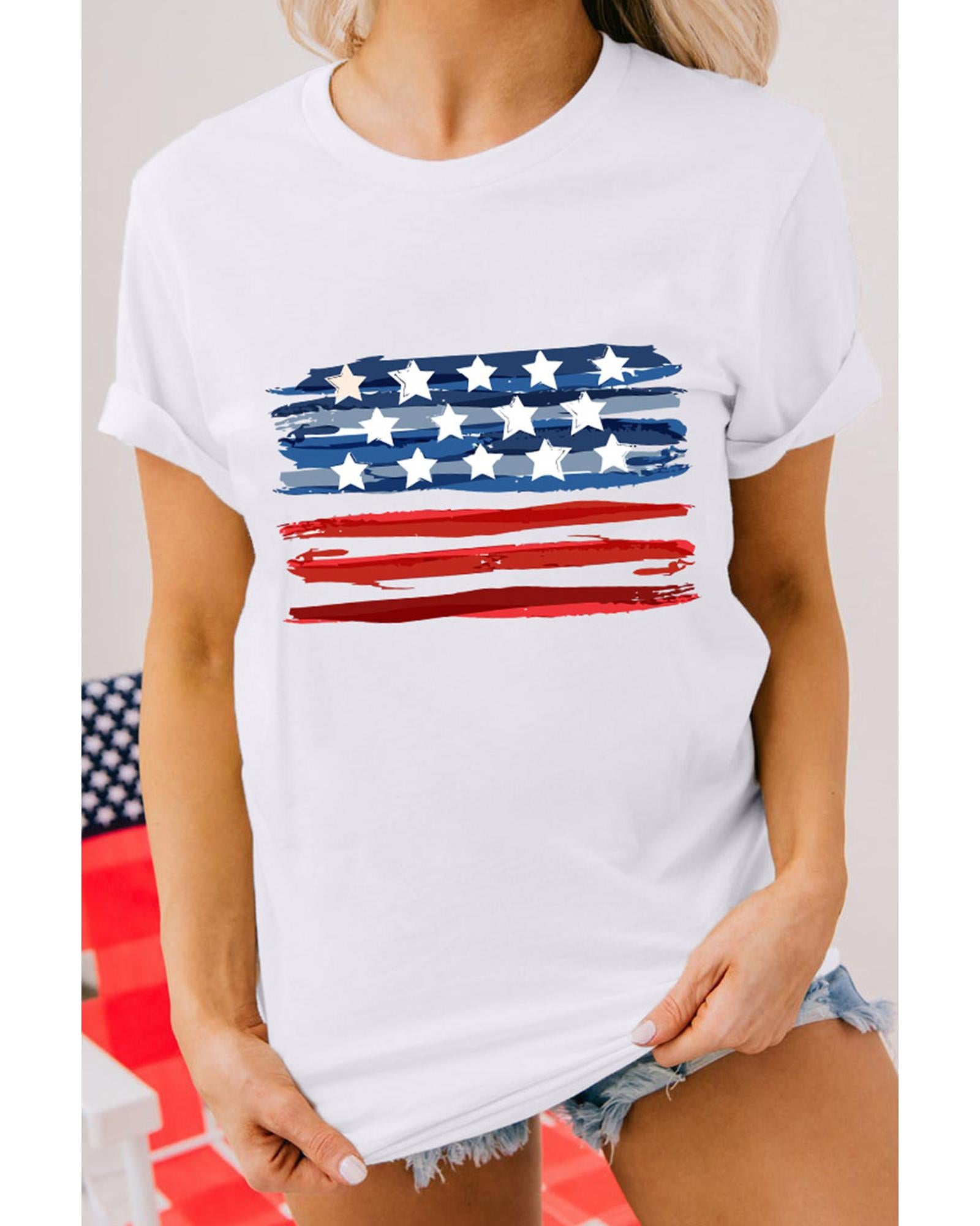 White American Flag Graphic Fashion Tee - XL