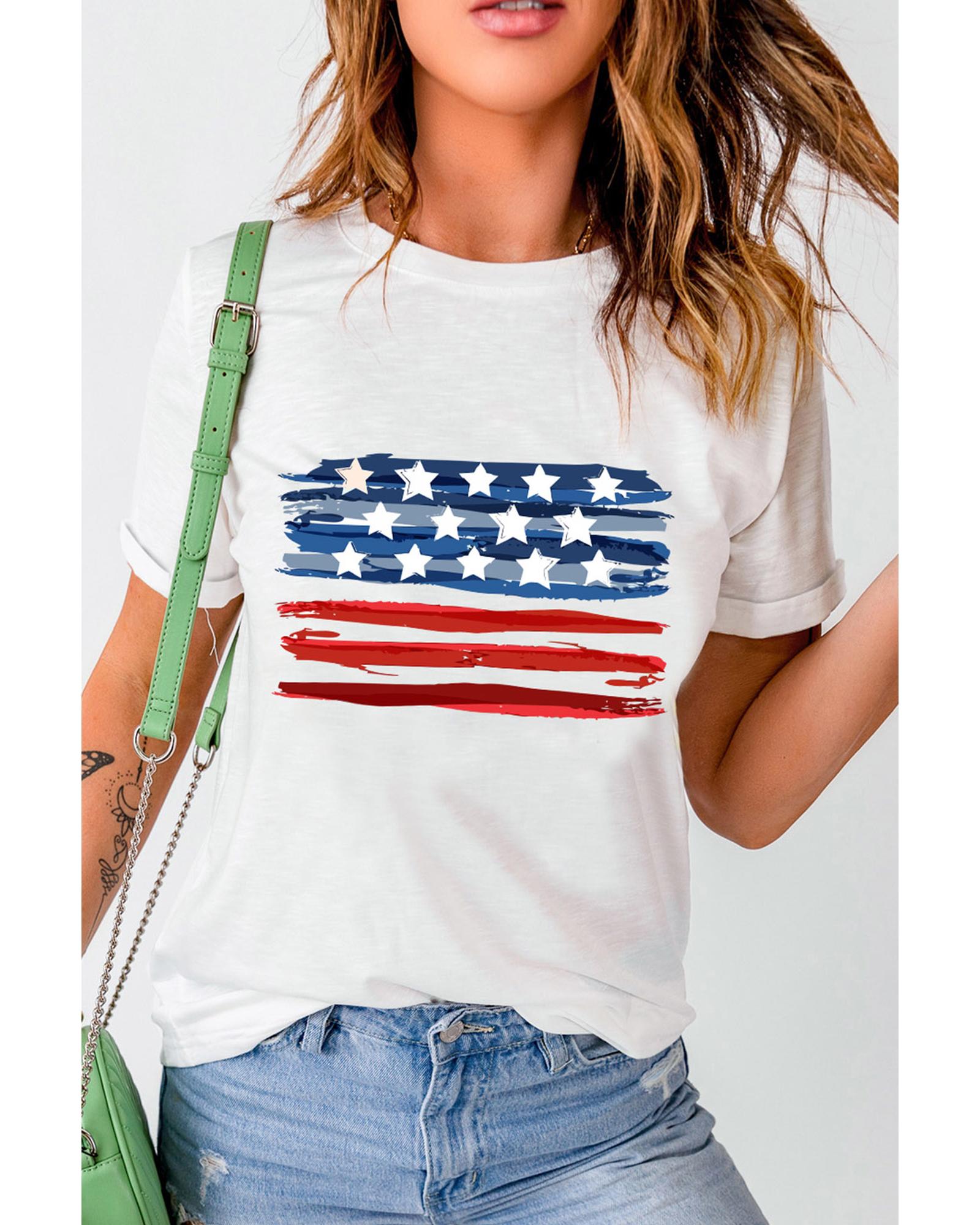White American Flag Graphic Fashion Tee - XL