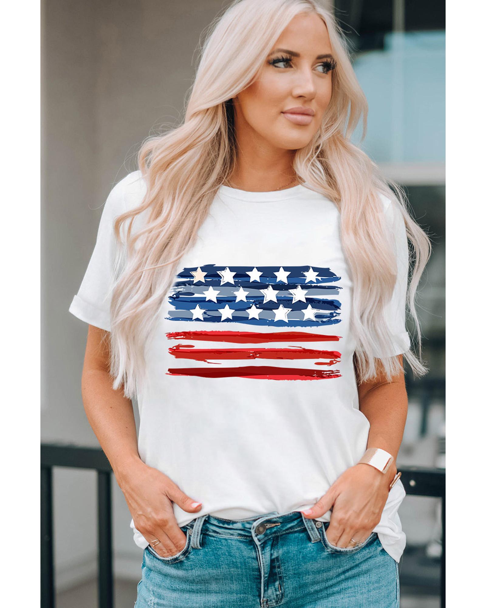 White American Flag Graphic Fashion Tee - XL
