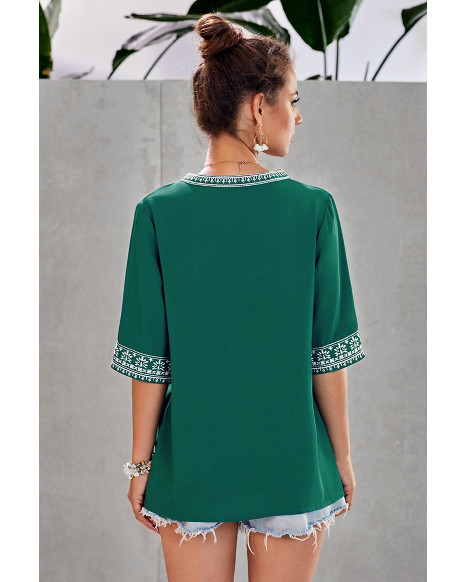 Azura Exchange V Neckline Half Sleeve Blouse - 2XL