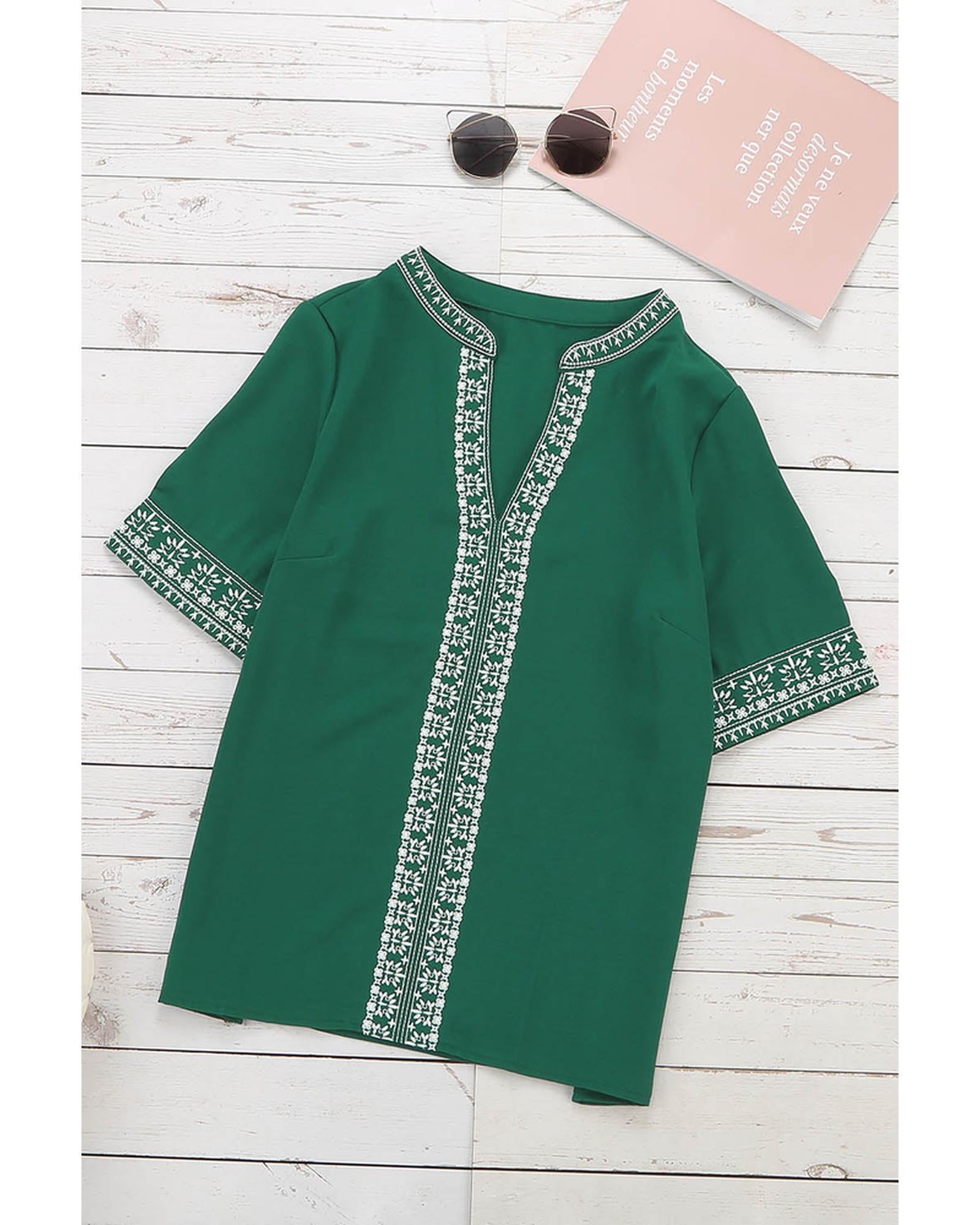 Azura Exchange V Neckline Half Sleeve Blouse - 2XL