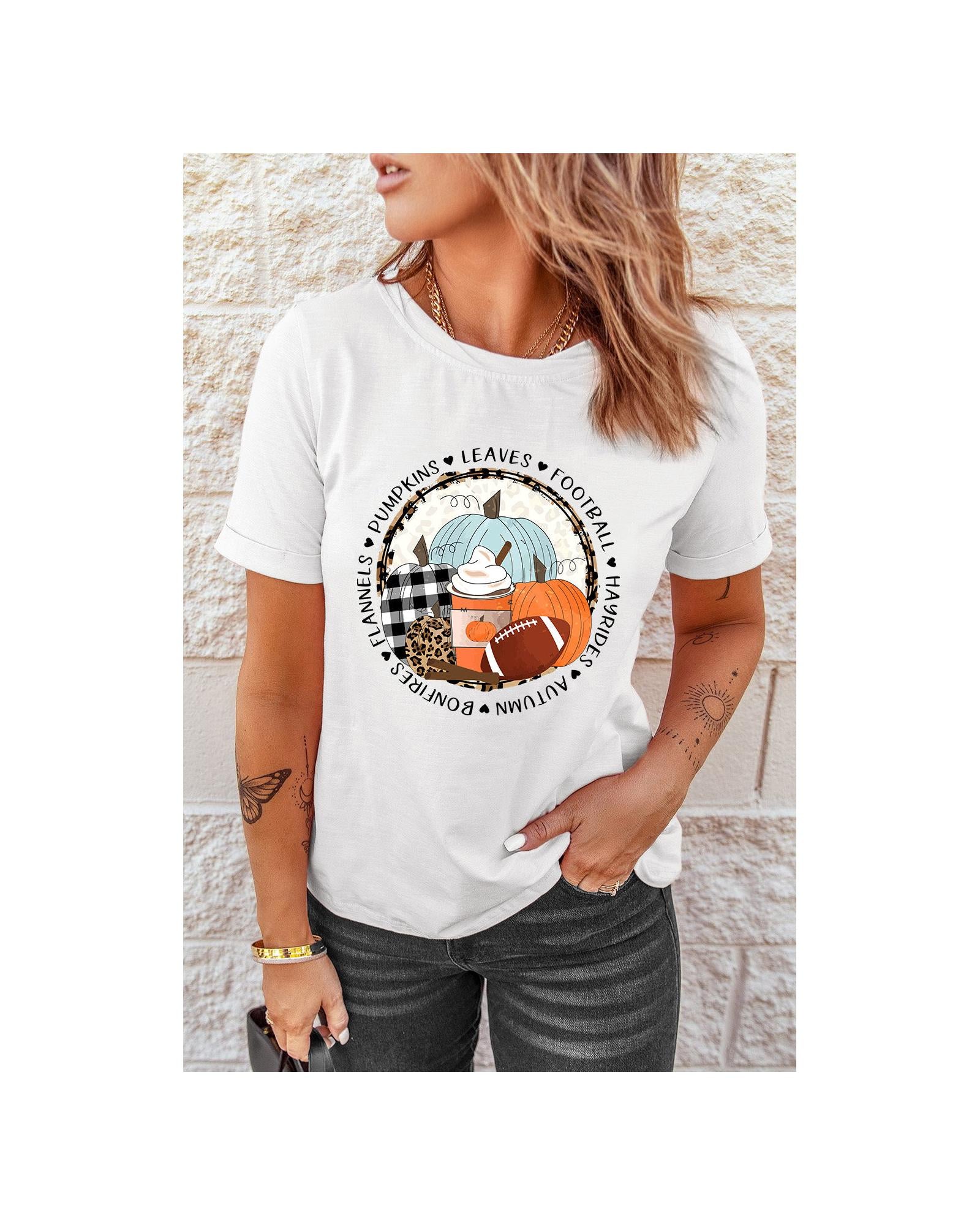 Azura Exchange Autumn Vibes Pumpkin Graphic T-shirt - L