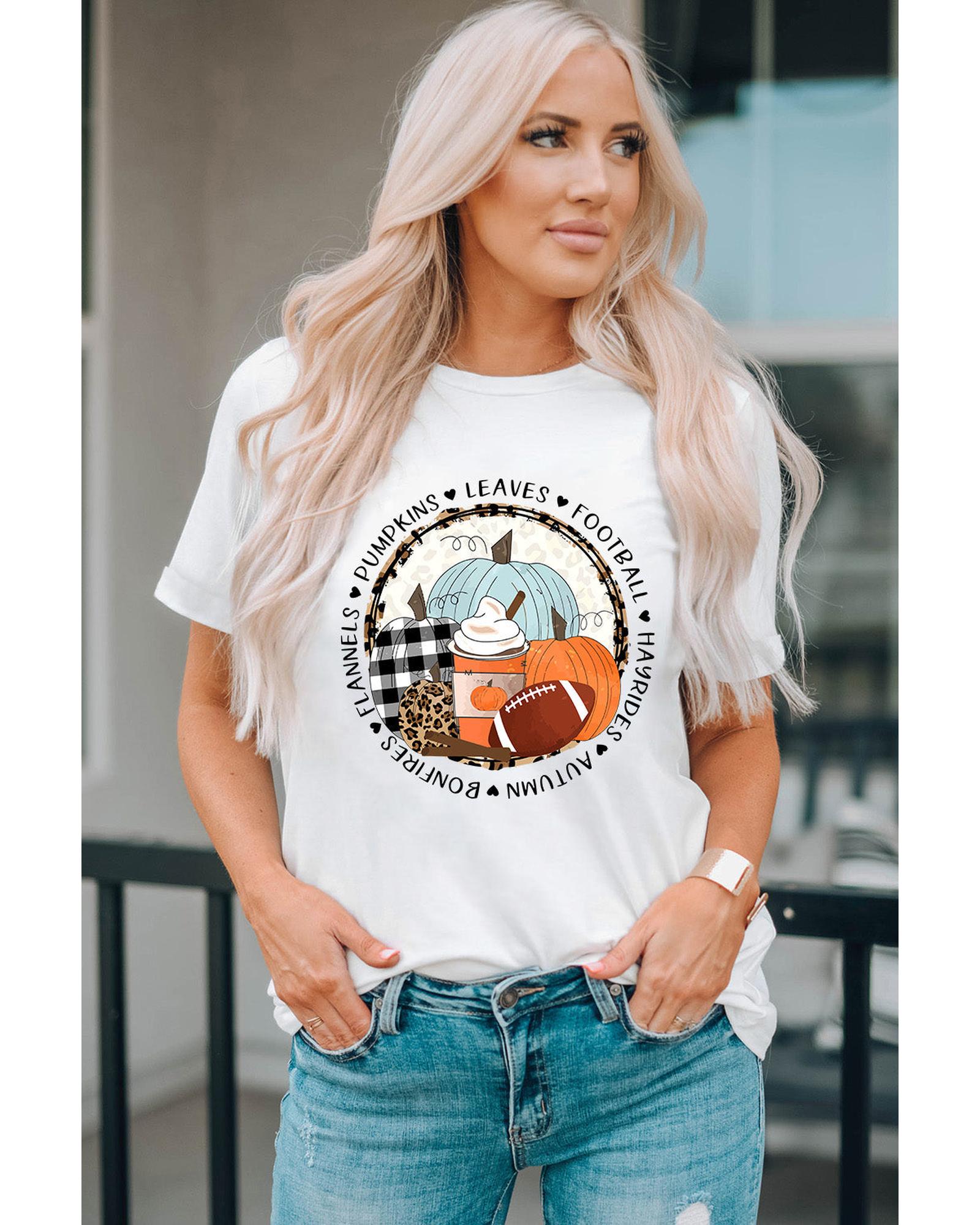Azura Exchange Autumn Vibes Pumpkin Graphic T-shirt - L