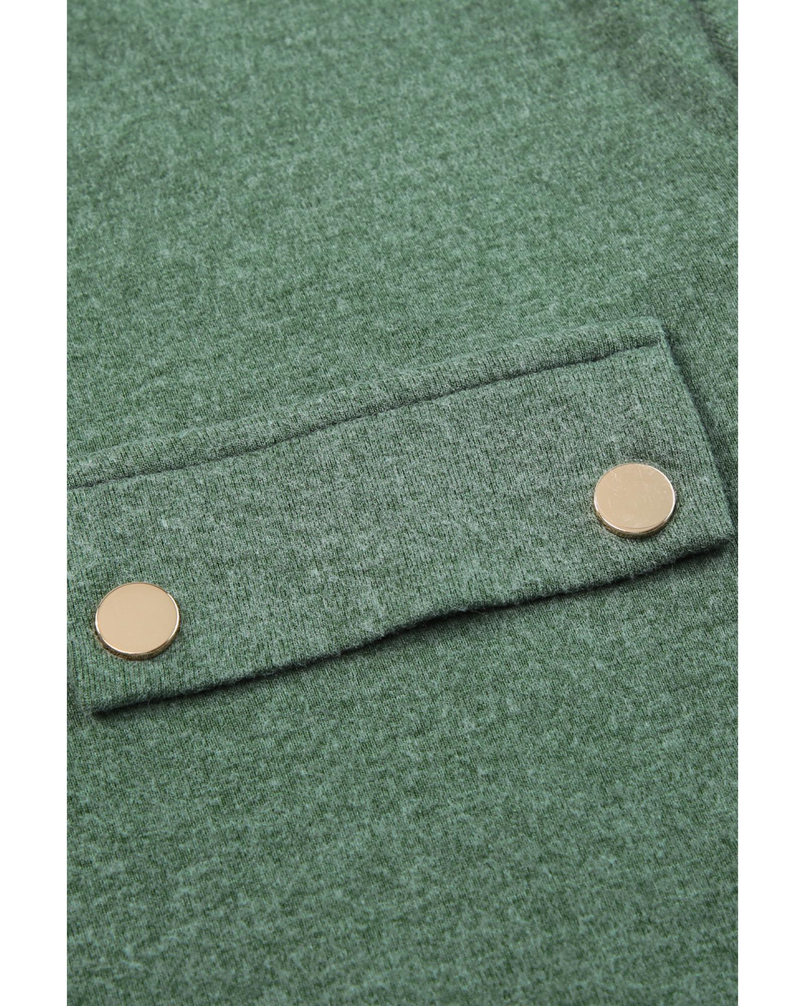 Mist Green Long Sleeve Snap Button Henley Top - XL