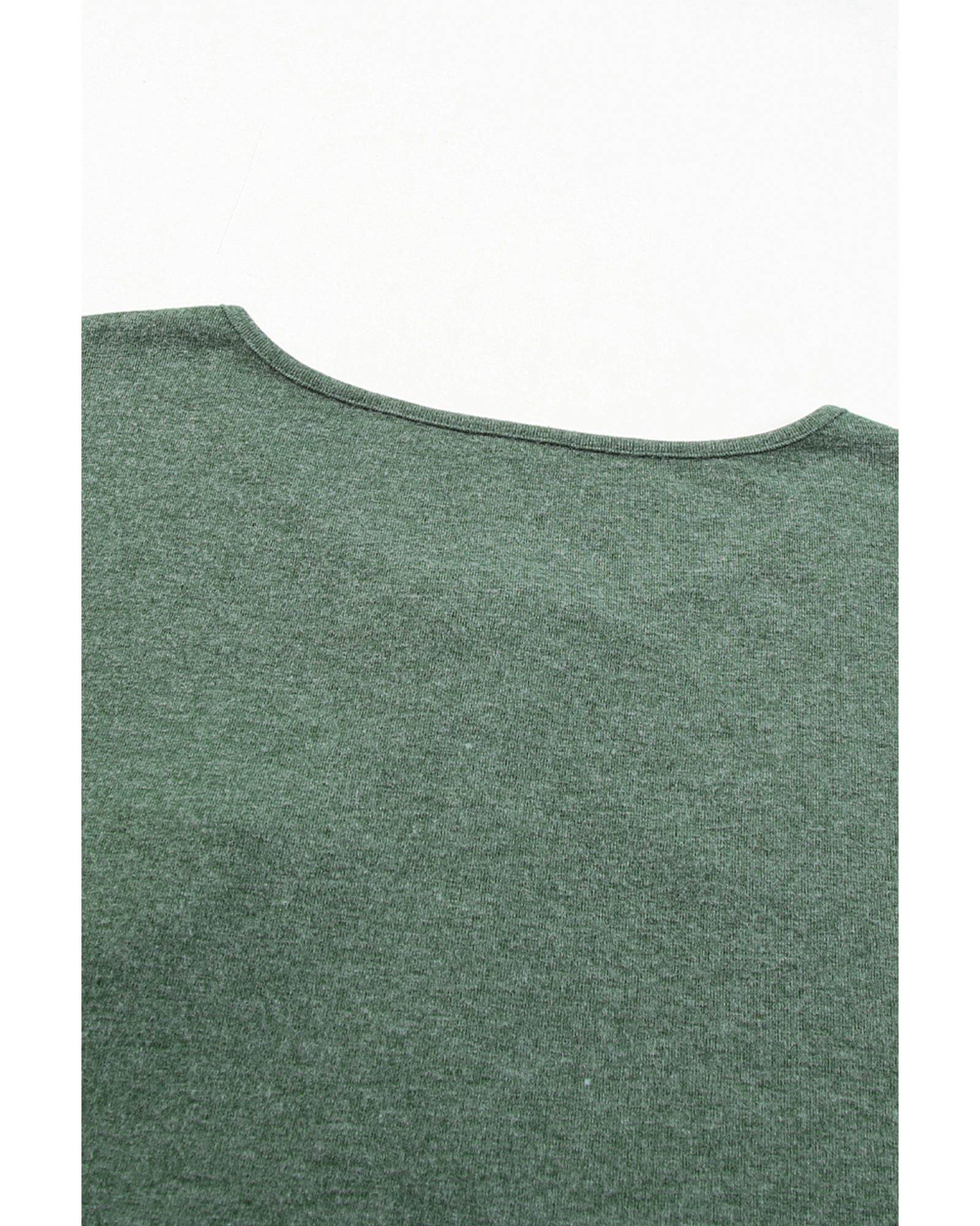 Mist Green Long Sleeve Snap Button Henley Top - XL