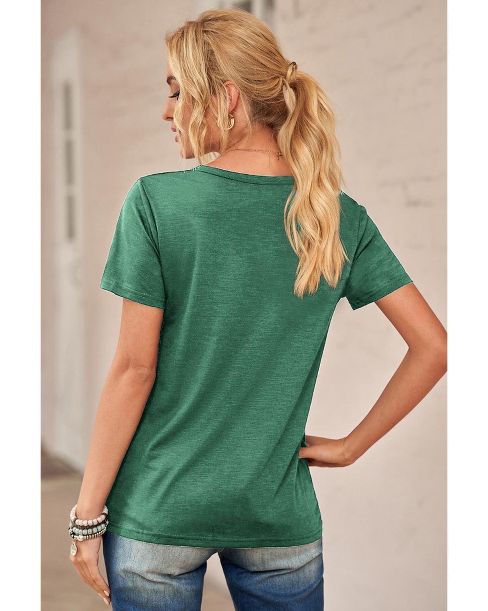 Azura Exchange Holes Crew Neck Cotton Mixed T-shirt - L