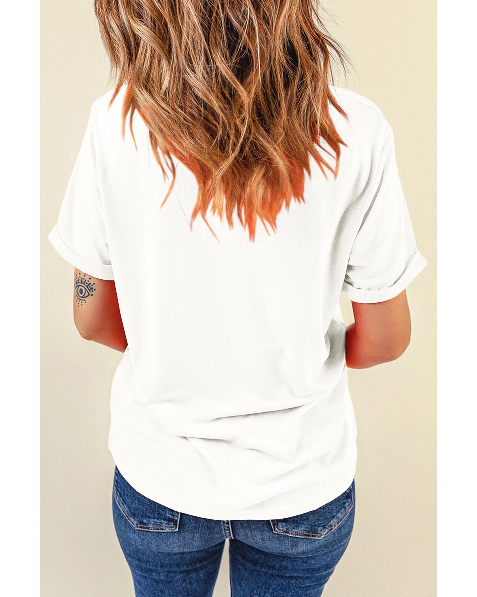 White Casual Plain Crew Neck Tee - 2XL