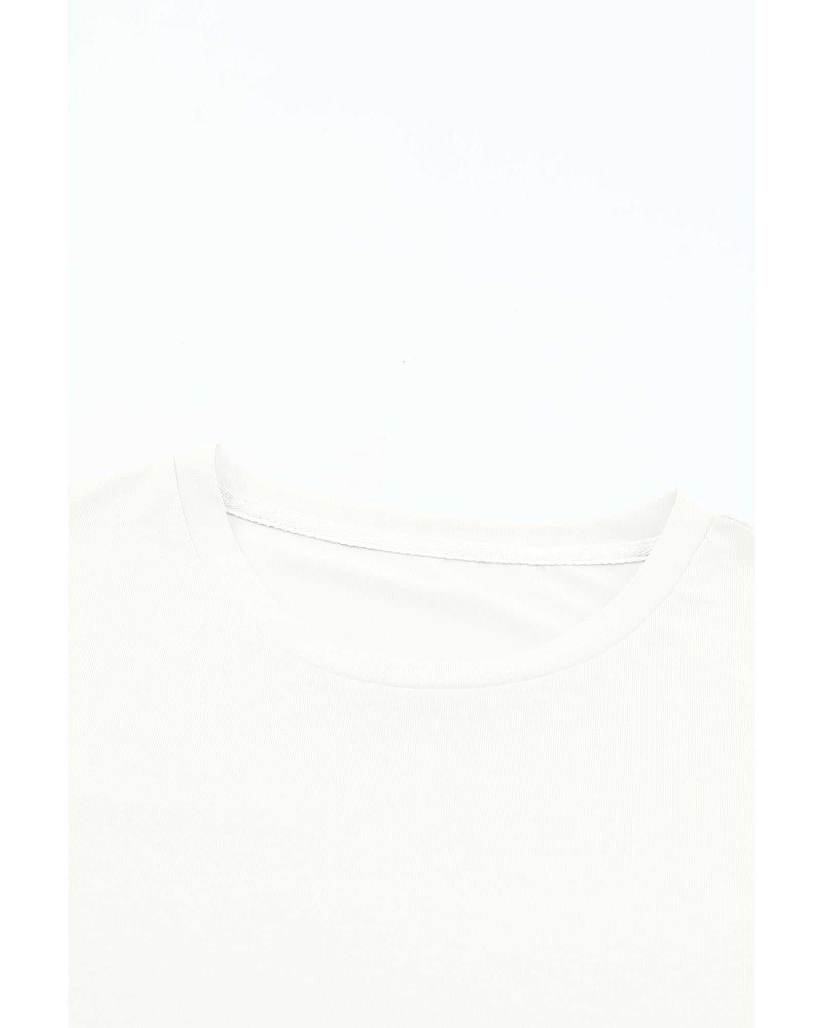 White Casual Plain Crew Neck Tee - 2XL