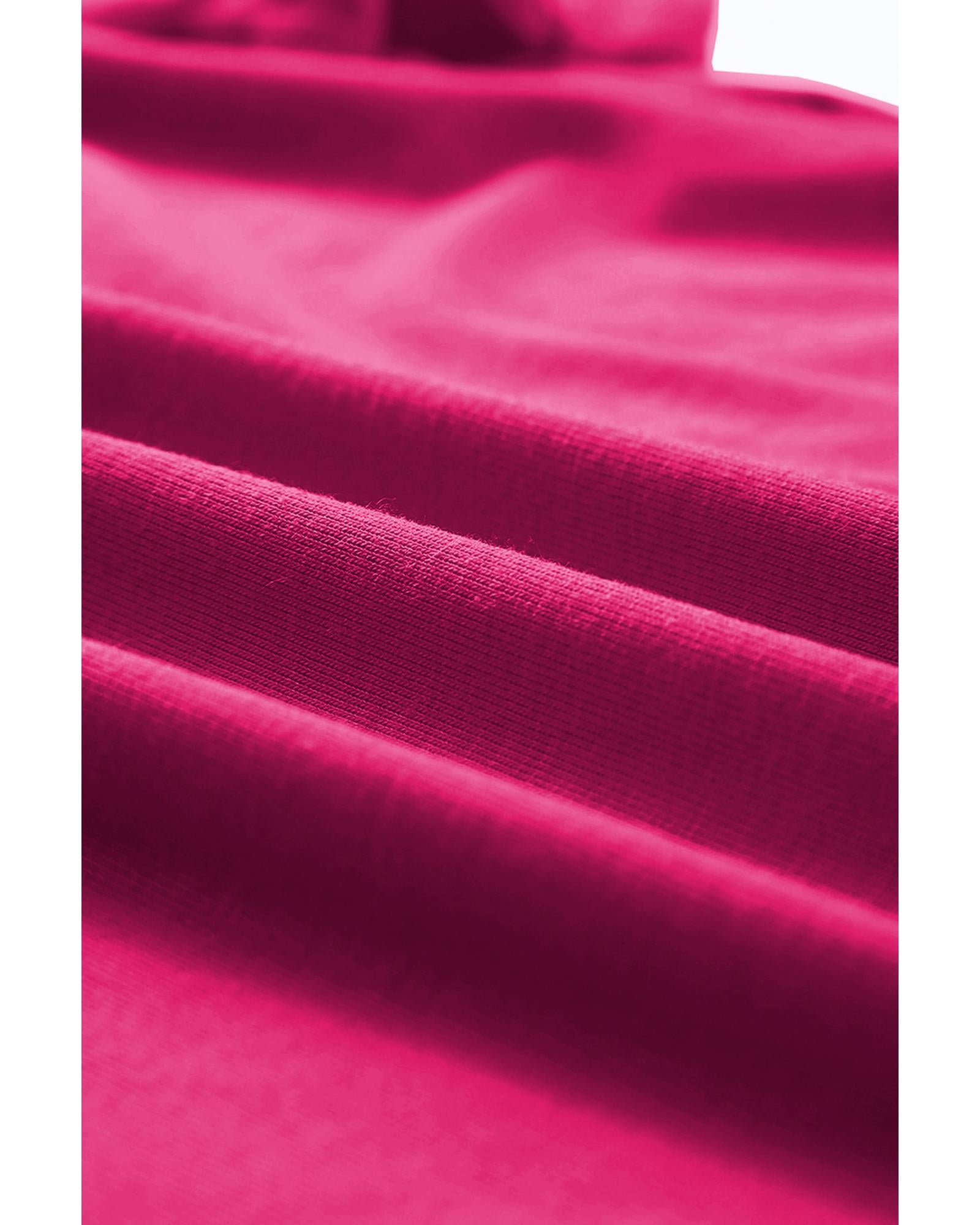 Rose Red Casual Plain Crew Neck Tee - M