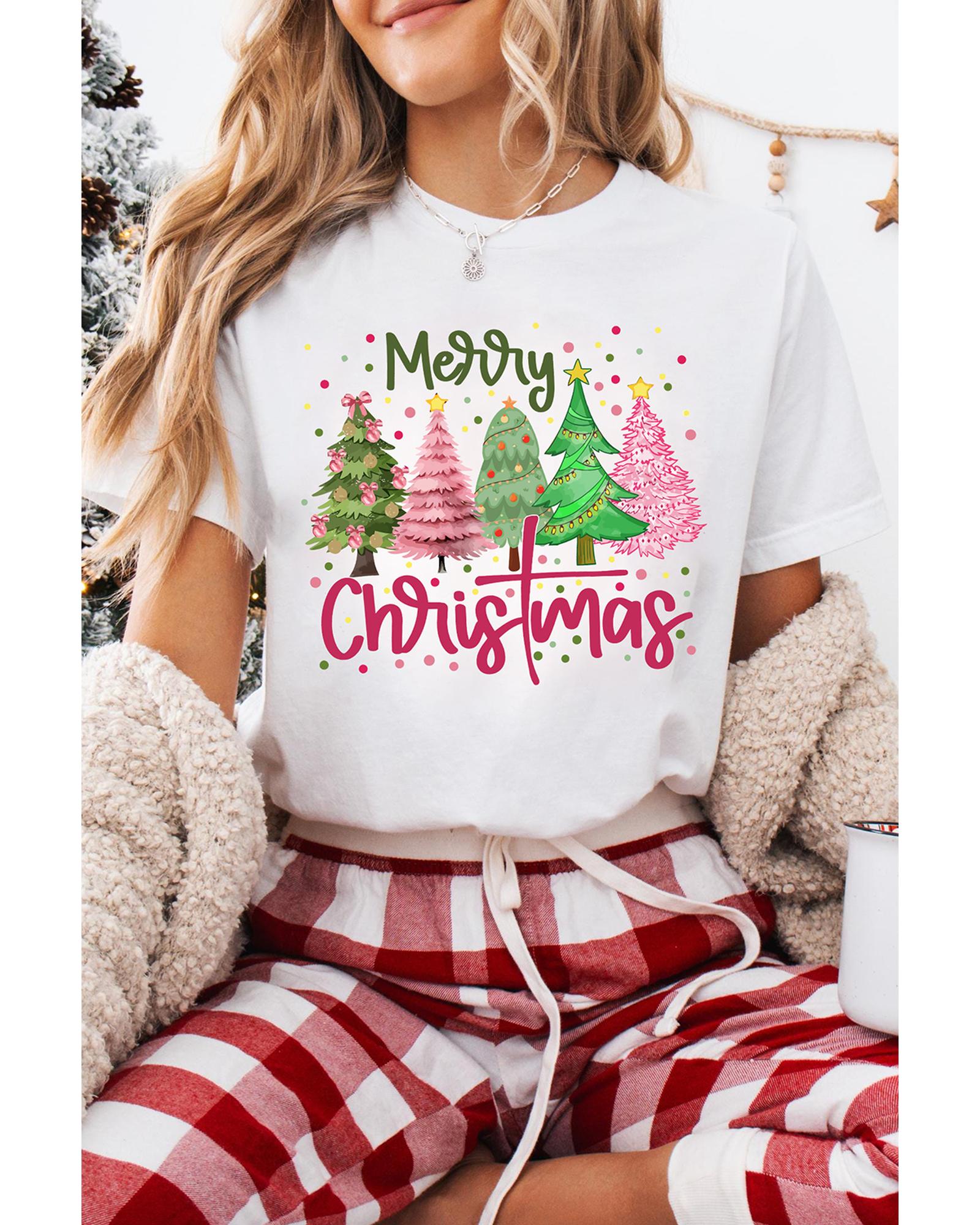 White Merry Christmas Holiday Vibe Graphic Crewneck T Shirt - 2XL
