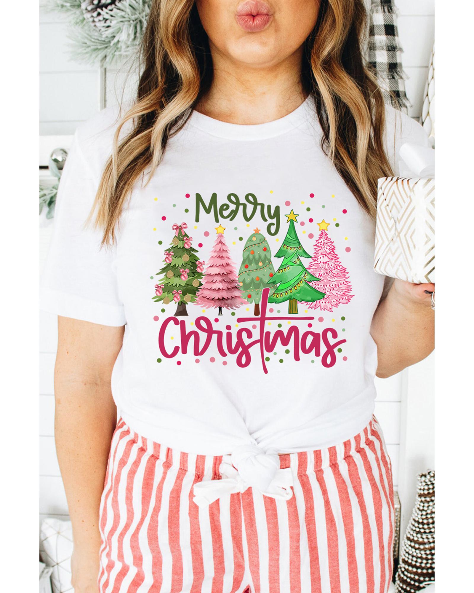 White Merry Christmas Holiday Vibe Graphic Crewneck T Shirt - 2XL