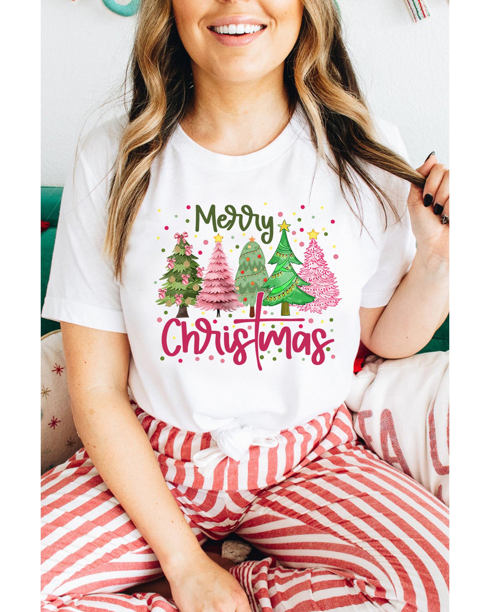 White Merry Christmas Holiday Vibe Graphic Crewneck T Shirt - XL