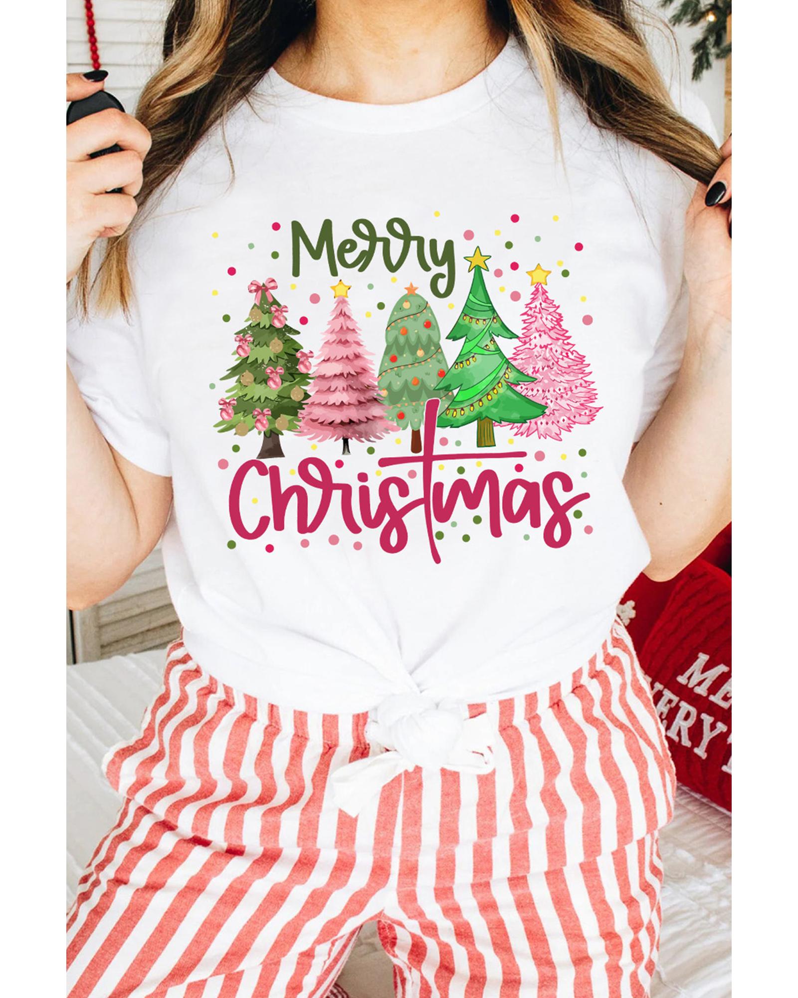 White Merry Christmas Holiday Vibe Graphic Crewneck T Shirt - XL