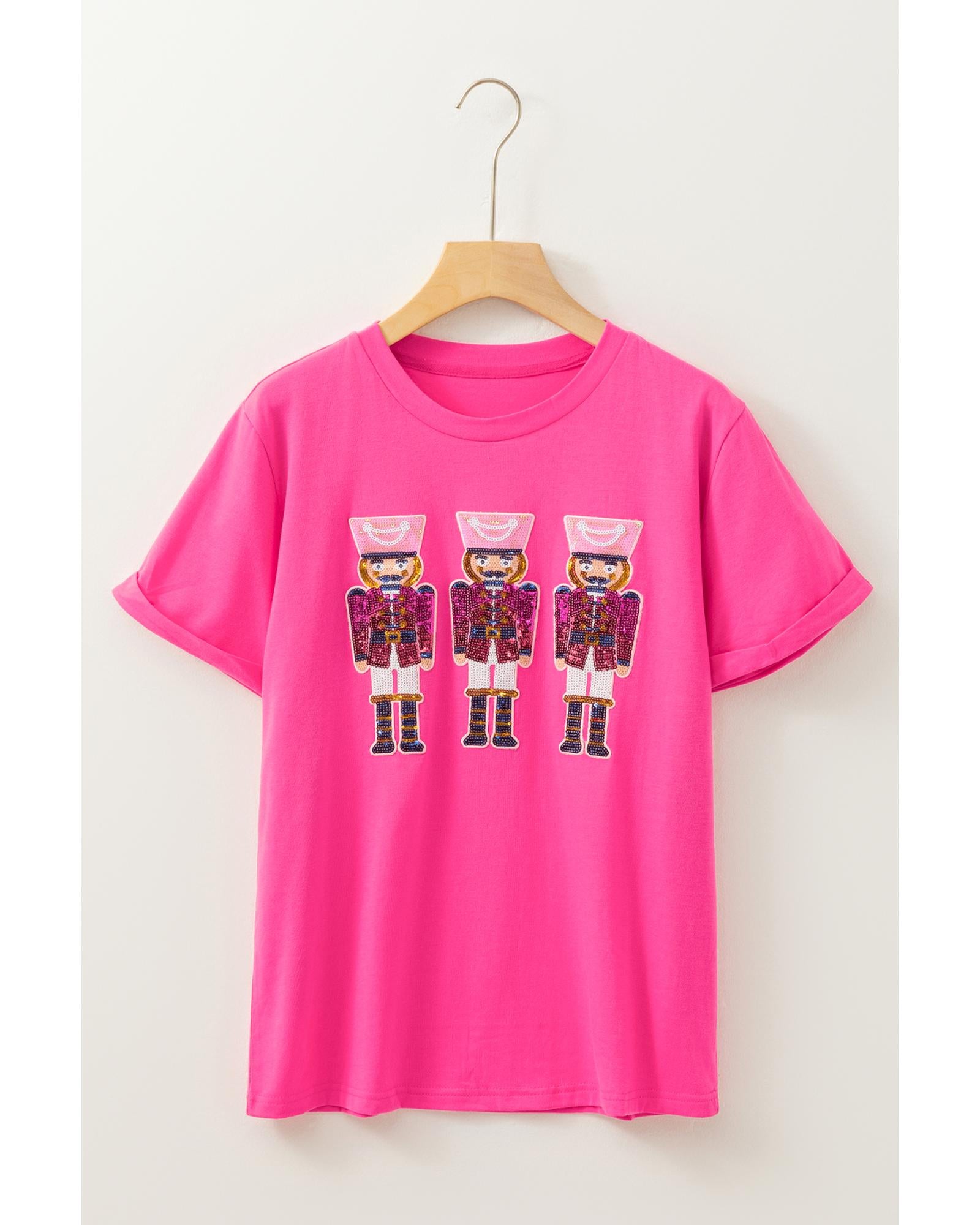 Rose Red Nutcracker Graphic Christmas Holiday T Shirt - M