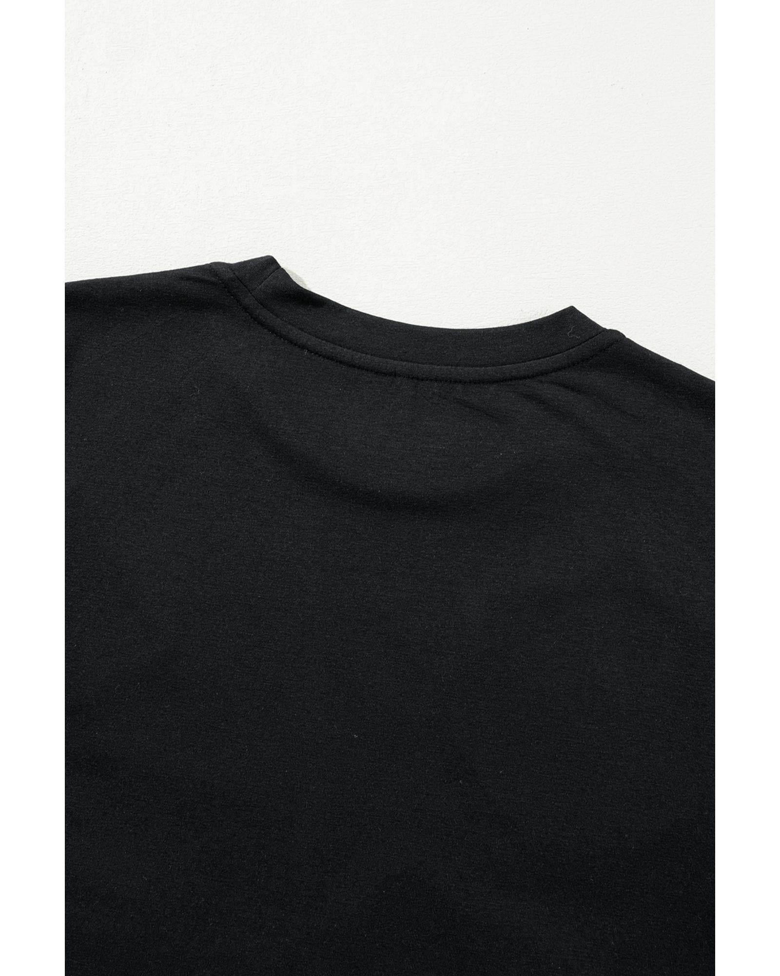 Black Sequin Christmas Essentials Graphic Crewneck T Shirt - L