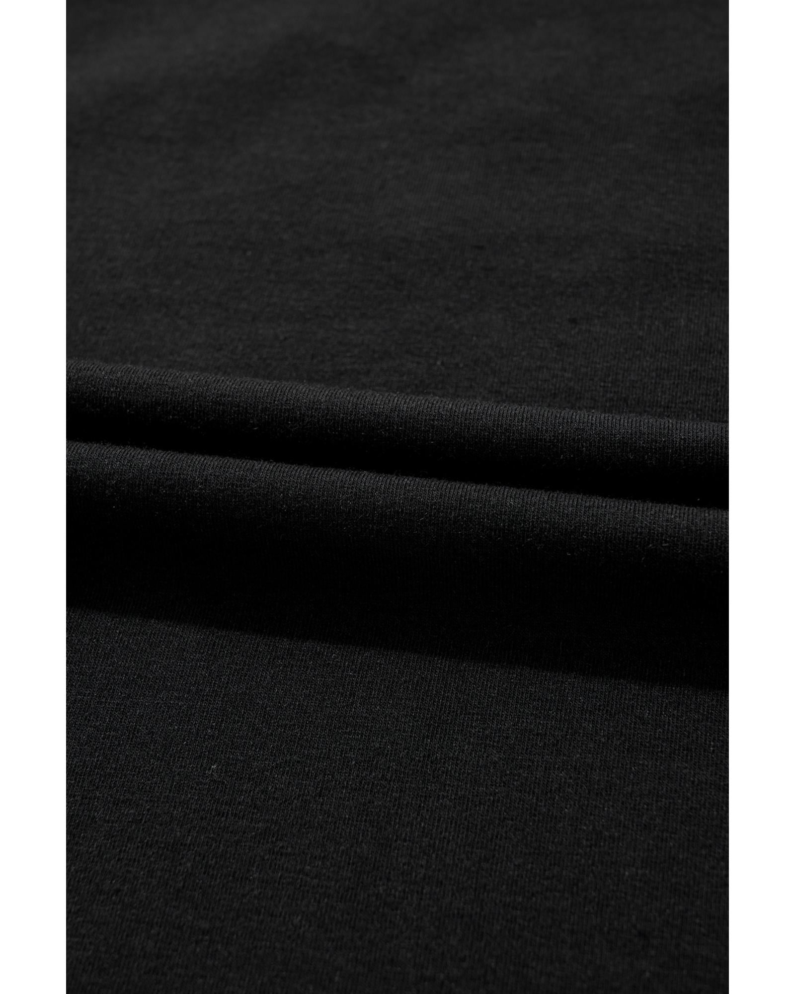 Black Sequin Christmas Essentials Graphic Crewneck T Shirt - M