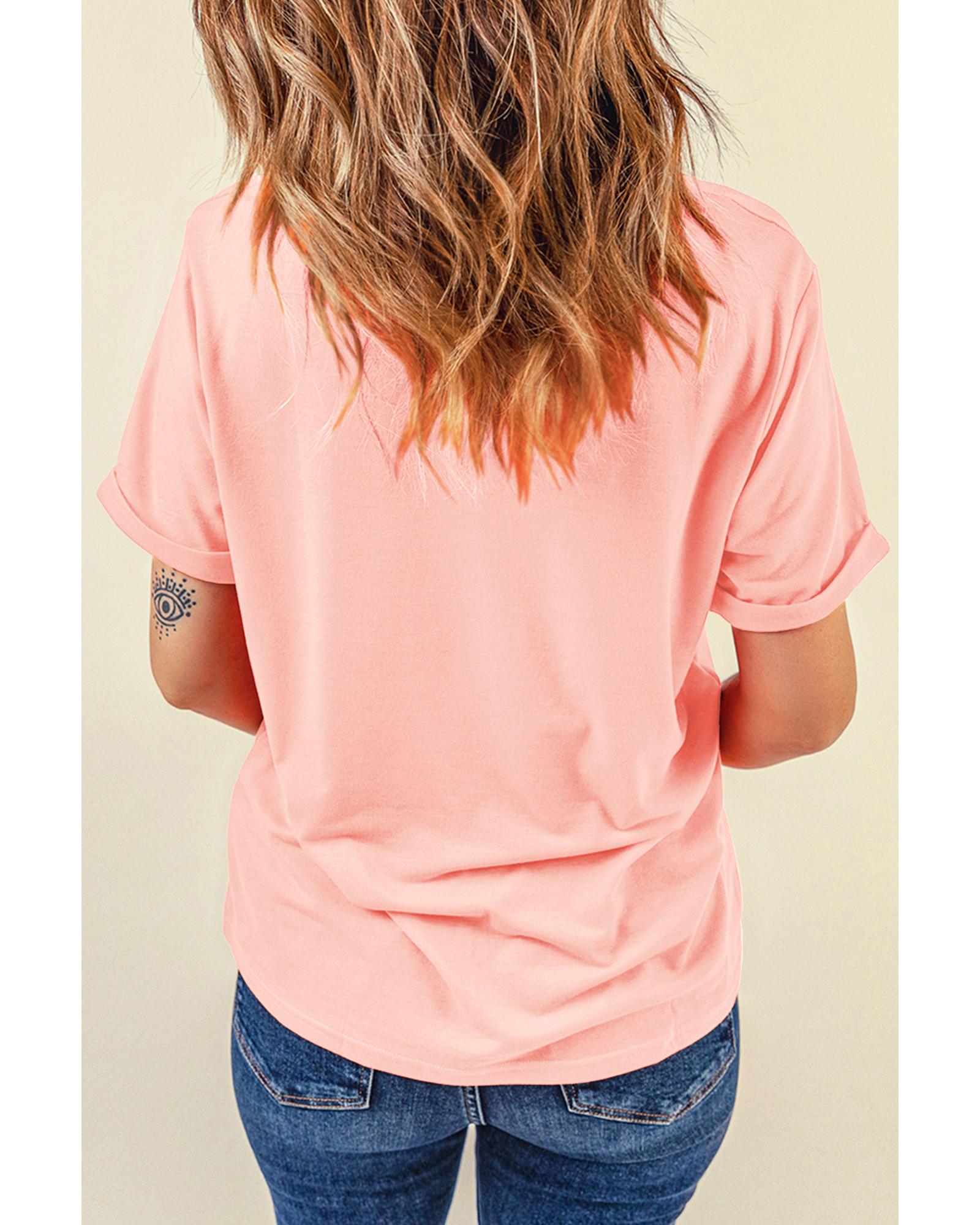 Pink Summer Food Bow Crawfish Printed T Shirt - XL