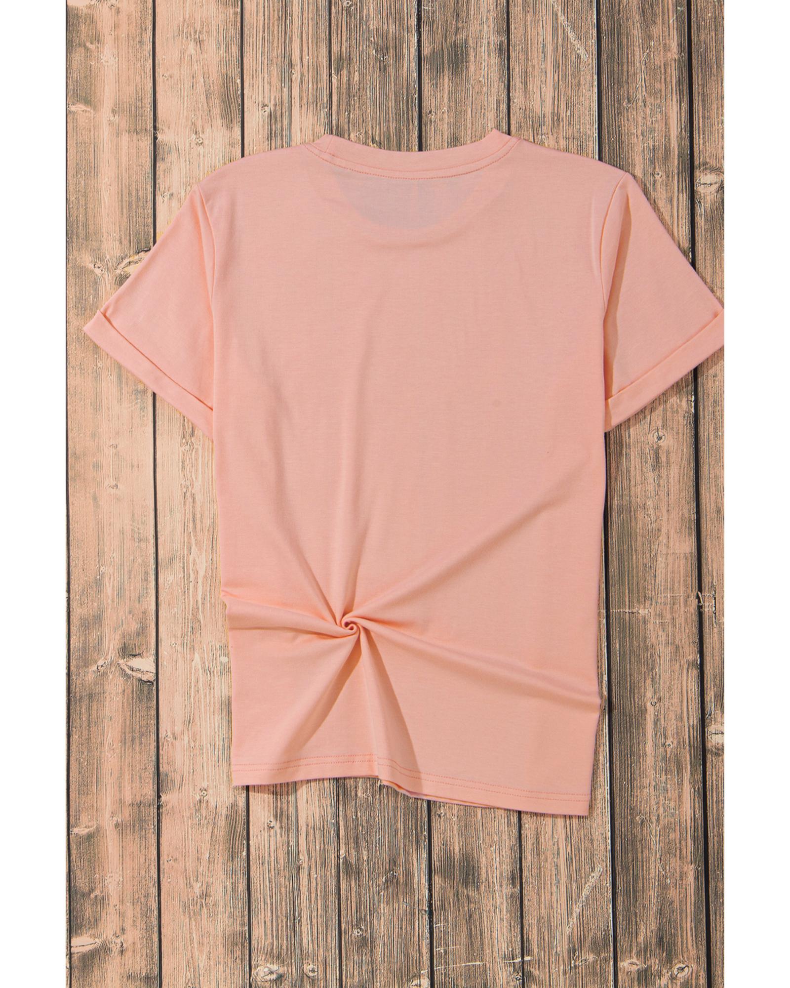 Pink Summer Food Bow Crawfish Printed T Shirt - XL