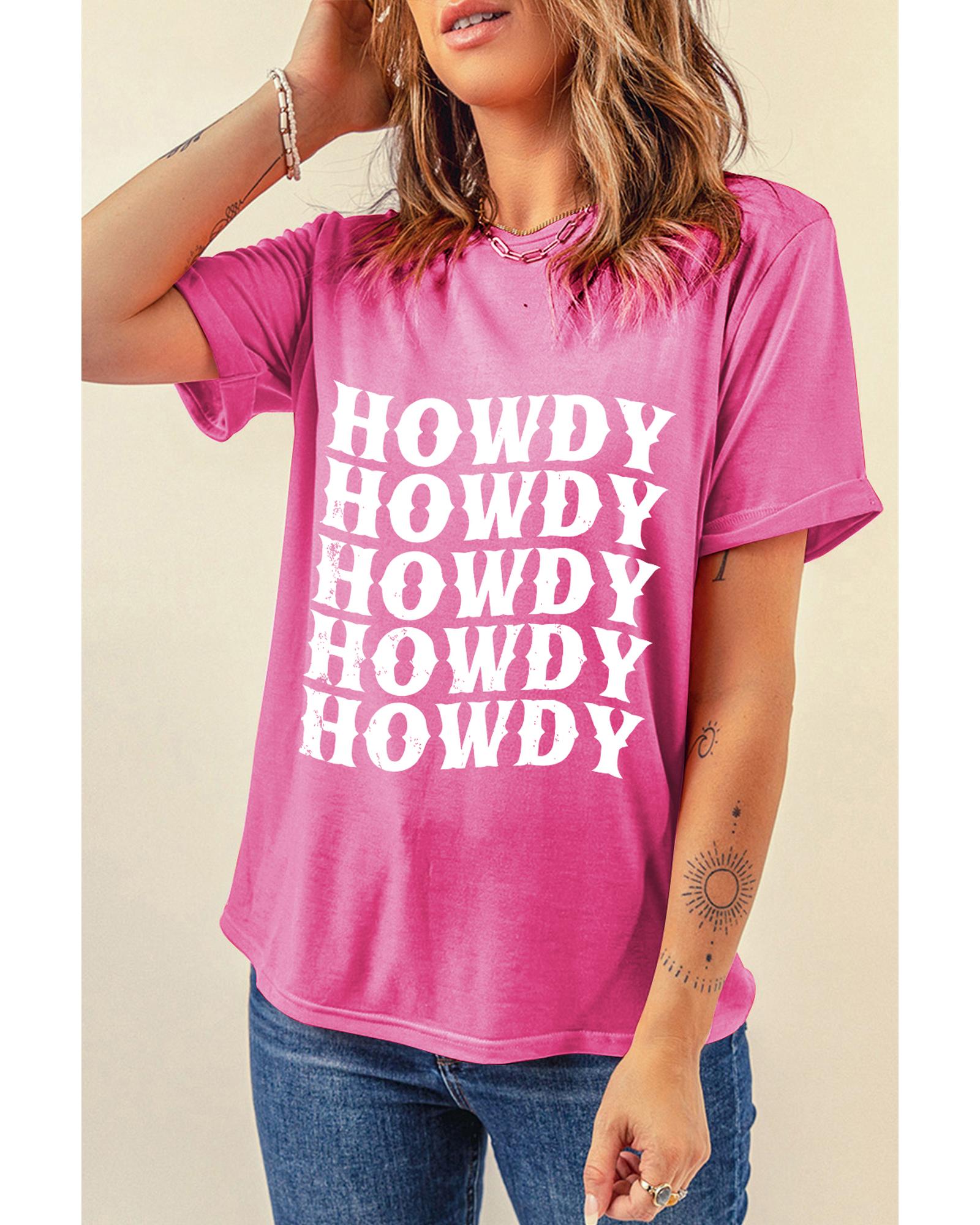 Sachet Pink HOWDY Graphic Western Crew Neck Tee - 2XL
