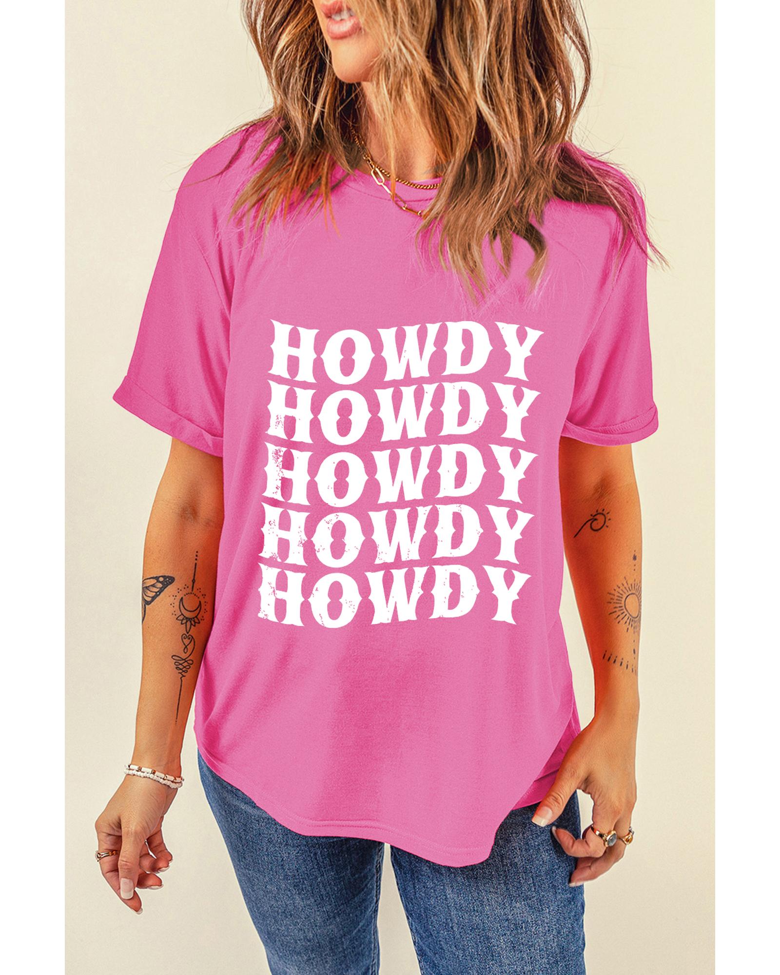 Sachet Pink HOWDY Graphic Western Crew Neck Tee - 2XL