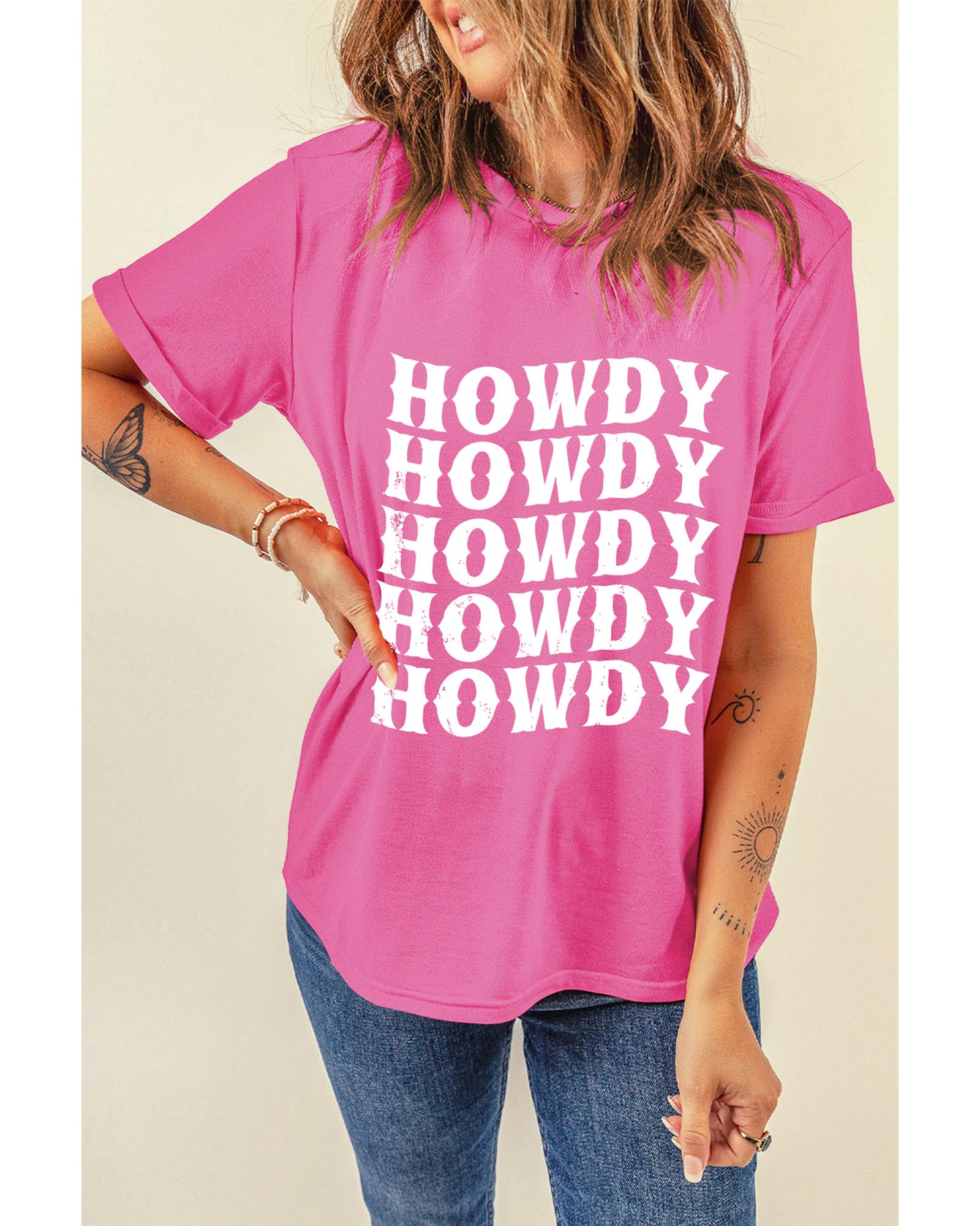 Sachet Pink HOWDY Graphic Western Crew Neck Tee - 2XL