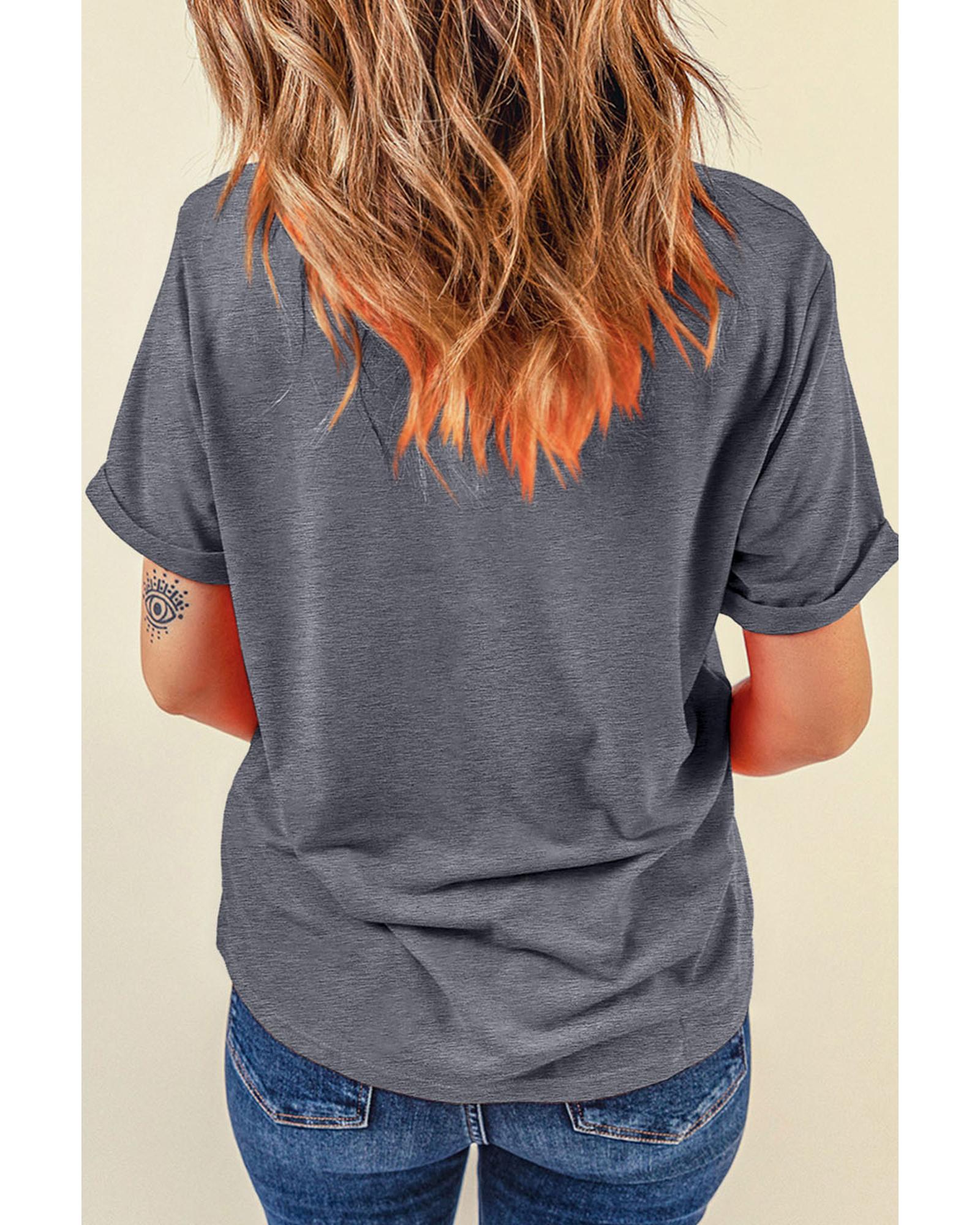 Gray Cowgirl Boots OX Head Western Fashion Print Crewneck Tee - M
