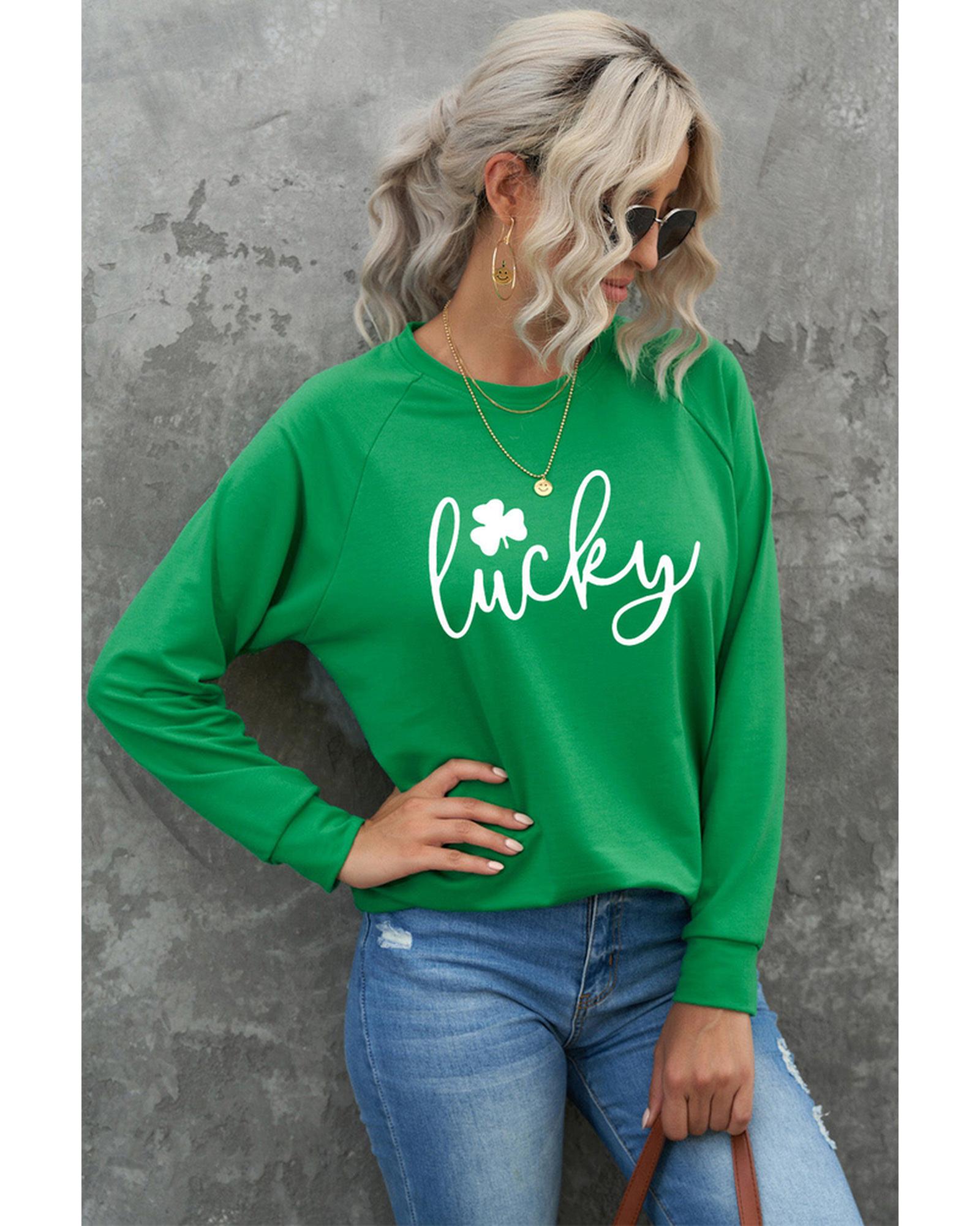 Azura Exchange Lucky Clover Print Graphic Sweatshirt - S