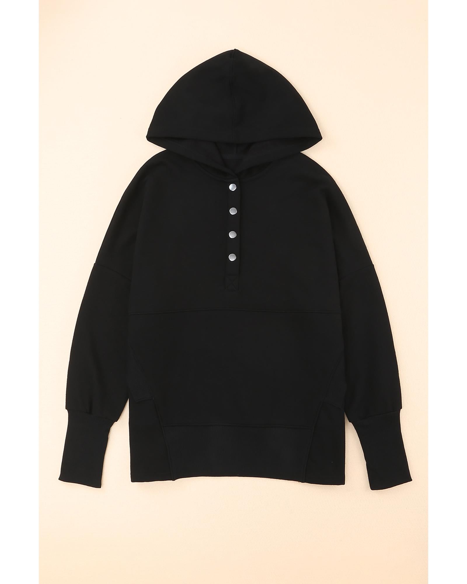 Azura Exchange Batwing Sleeve Hoodie with Pocketed Henley - M