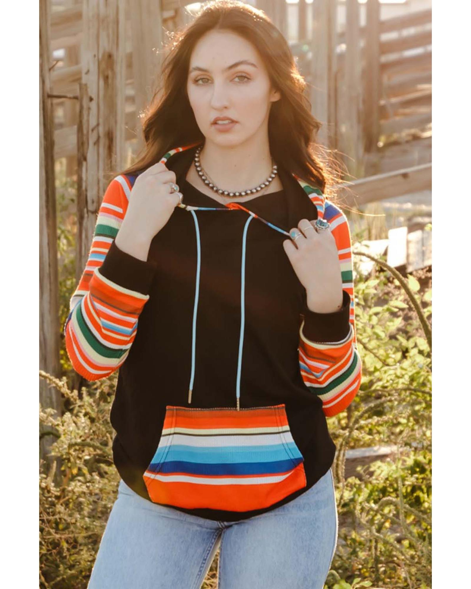 Azura Exchange Striped Patchwork Kangaroo Pocket Hoodie - 2XL