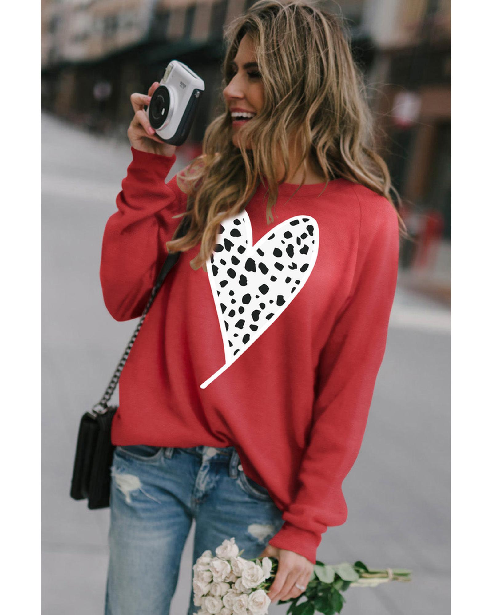 Azura Exchange Heart Graphic Pullover Sweatshirt - M