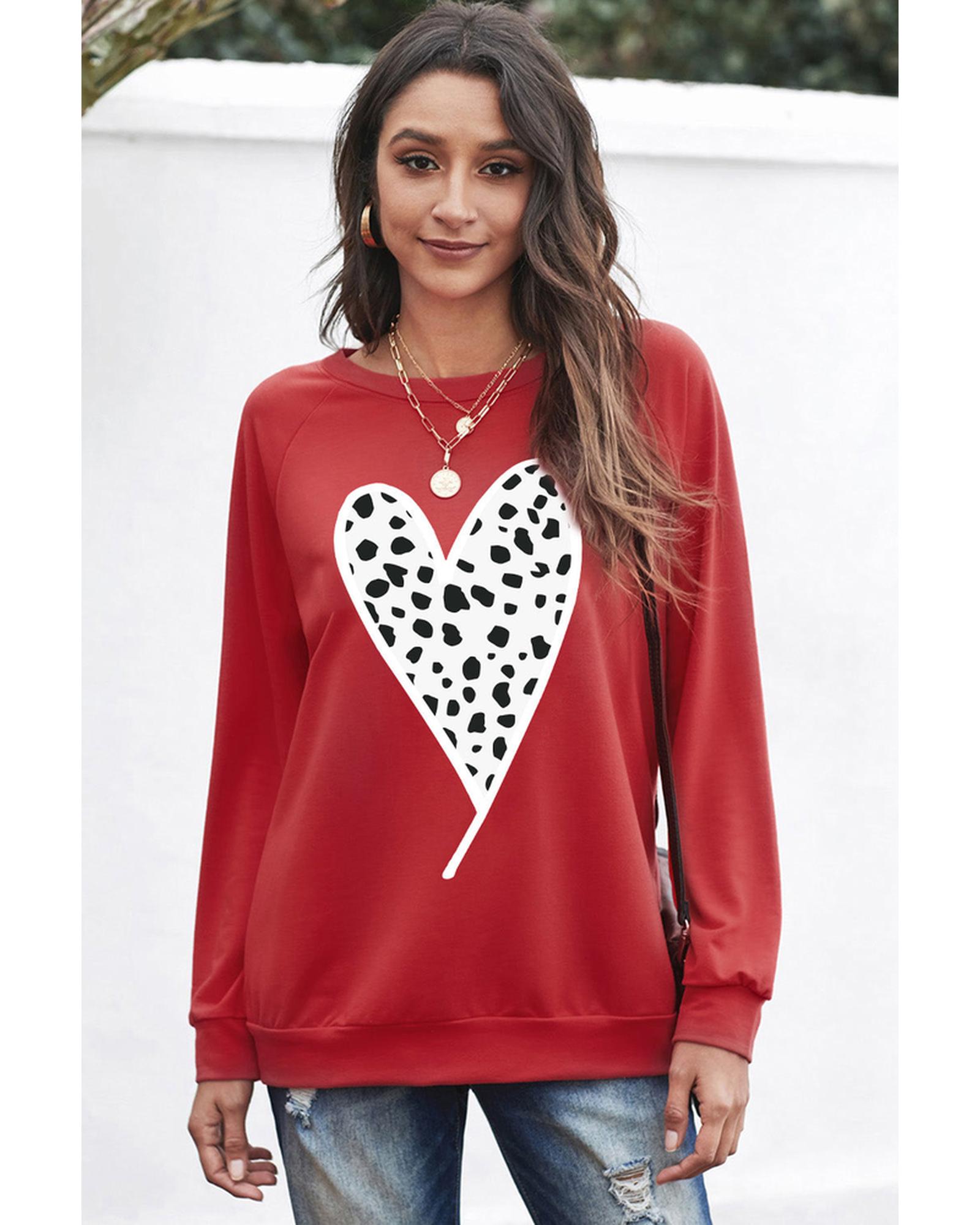 Azura Exchange Heart Graphic Pullover Sweatshirt - M