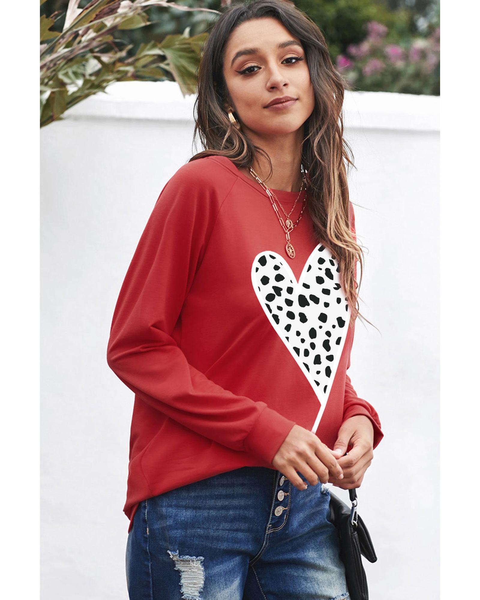 Azura Exchange Heart Graphic Pullover Sweatshirt - M