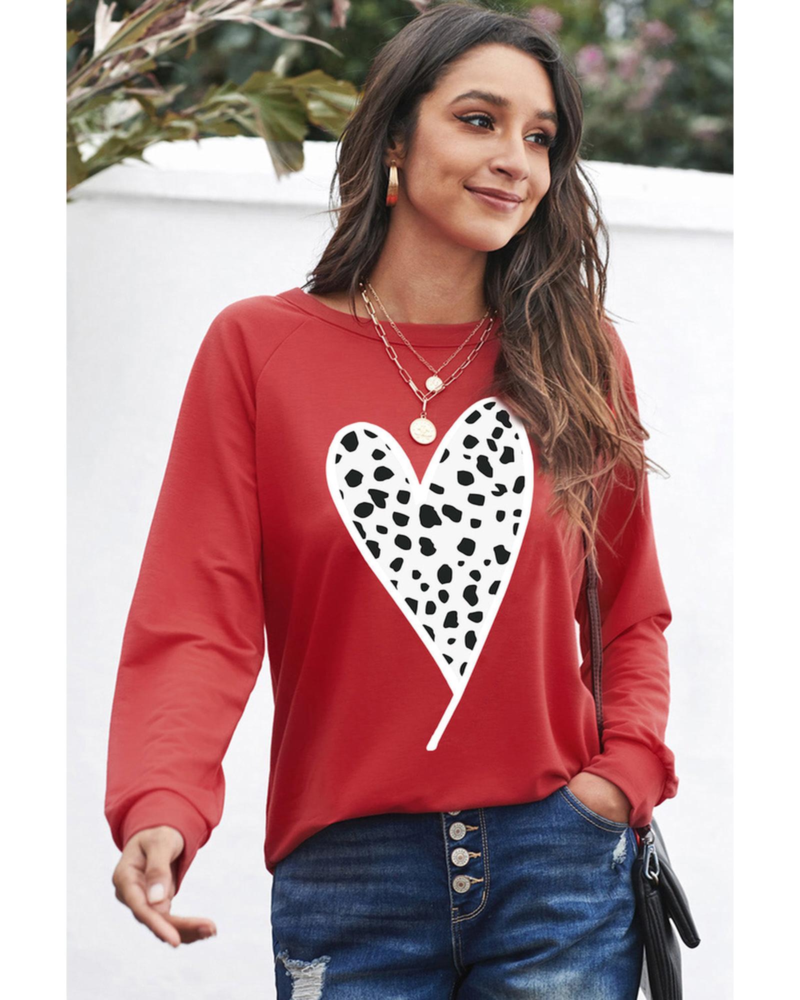 Azura Exchange Heart Graphic Pullover Sweatshirt - M