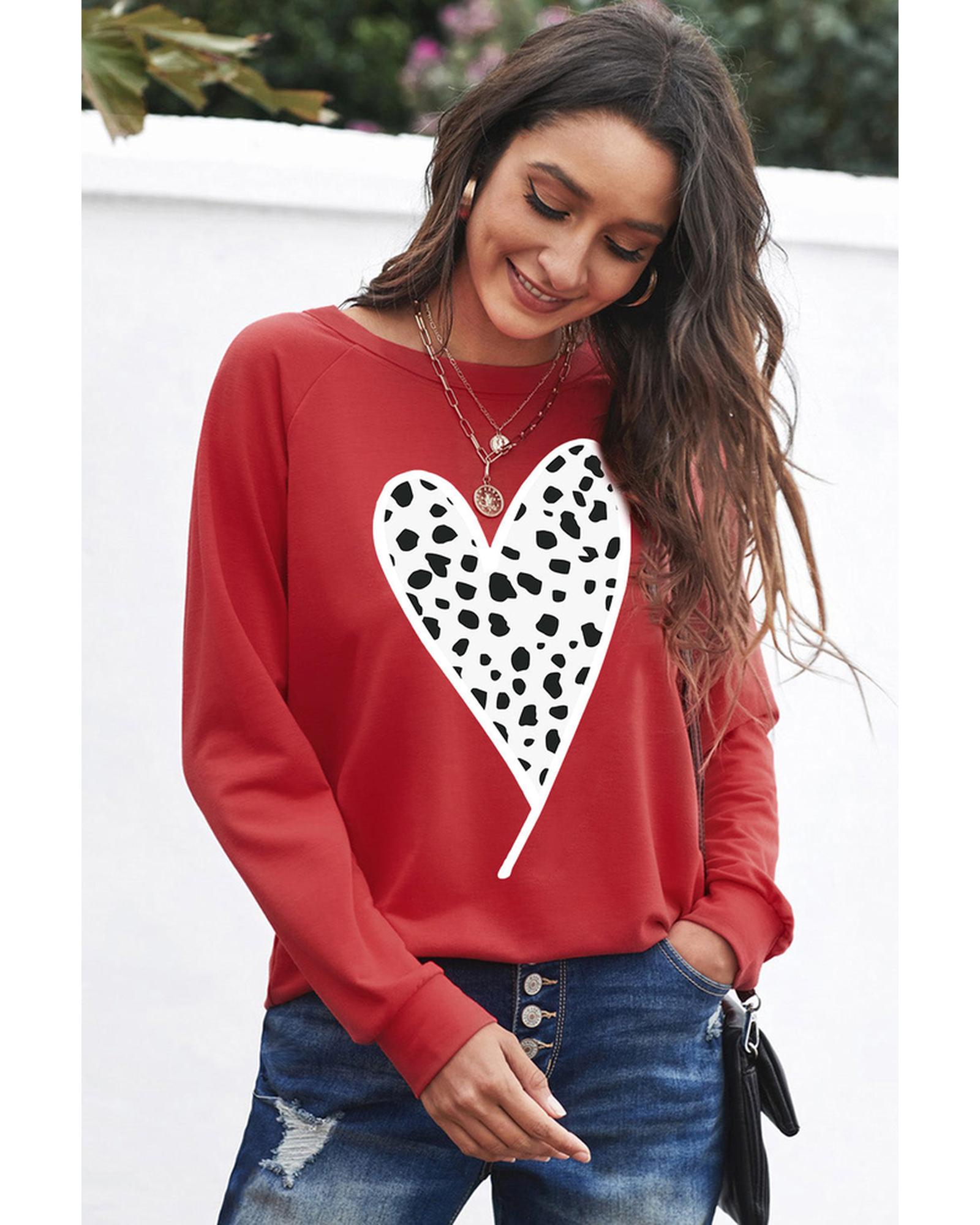 Azura Exchange Heart Graphic Pullover Sweatshirt - M