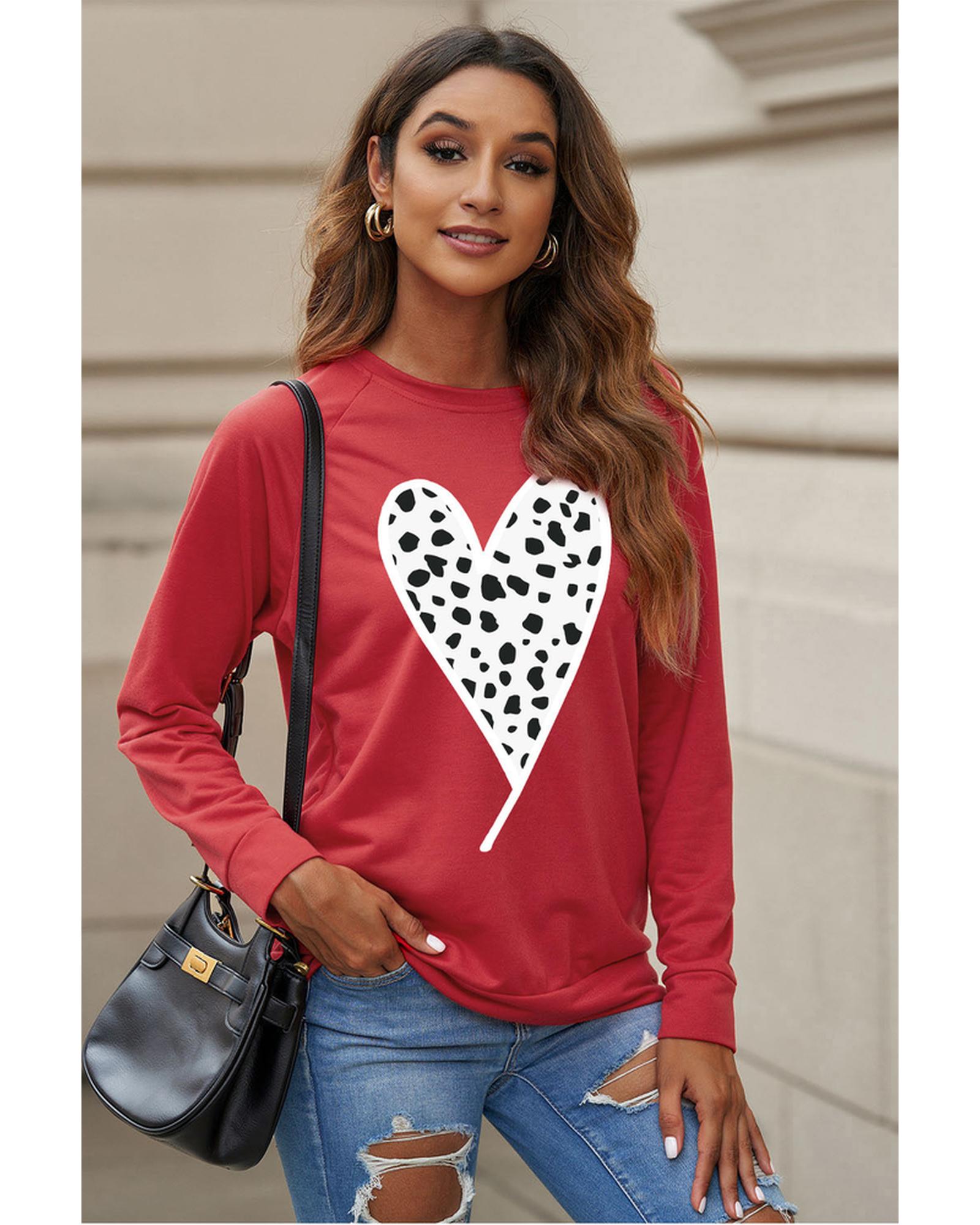 Azura Exchange Heart Graphic Pullover Sweatshirt - M