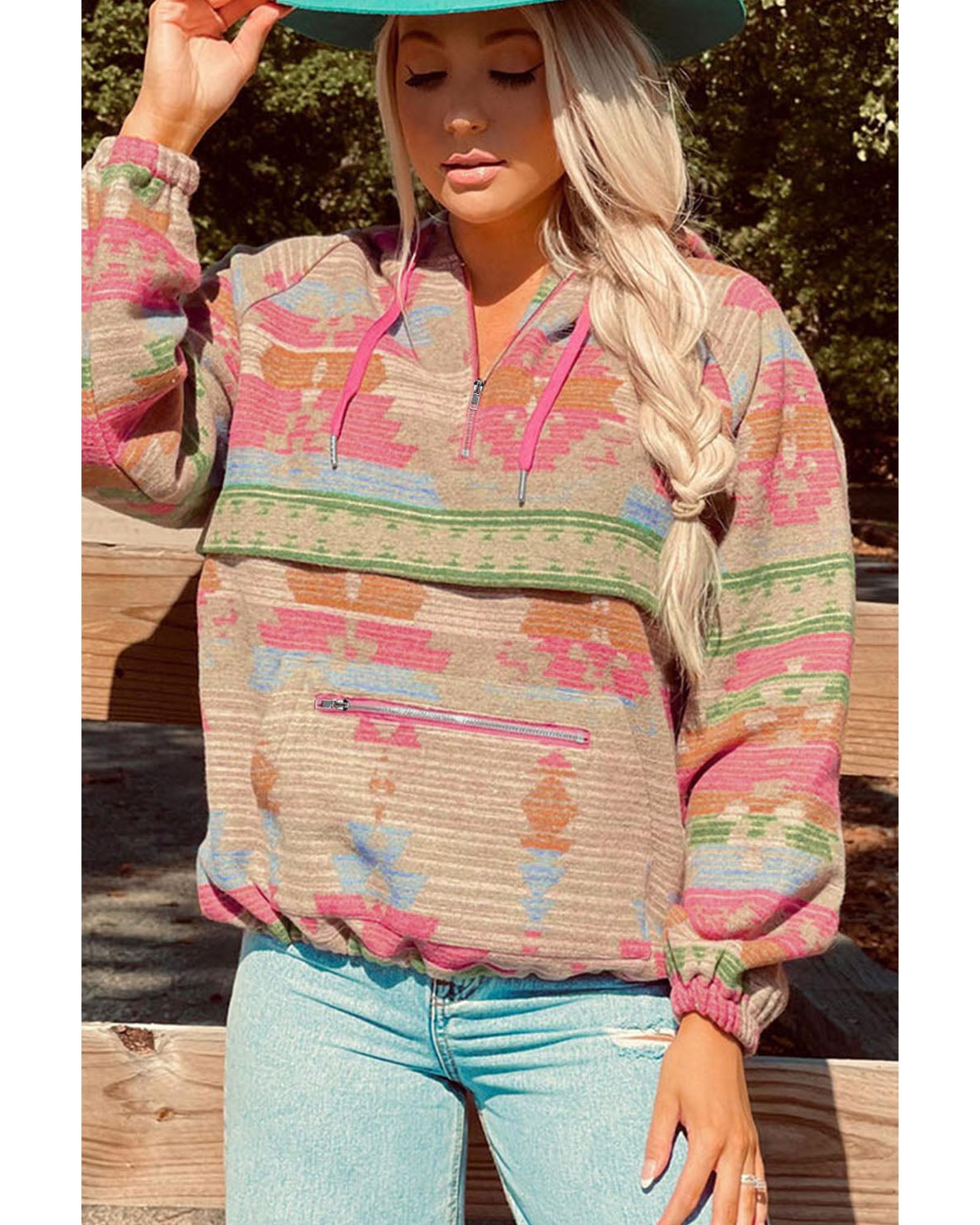 Azura Exchange Printed Kangaroo Pocket Zipped Hoodie - L