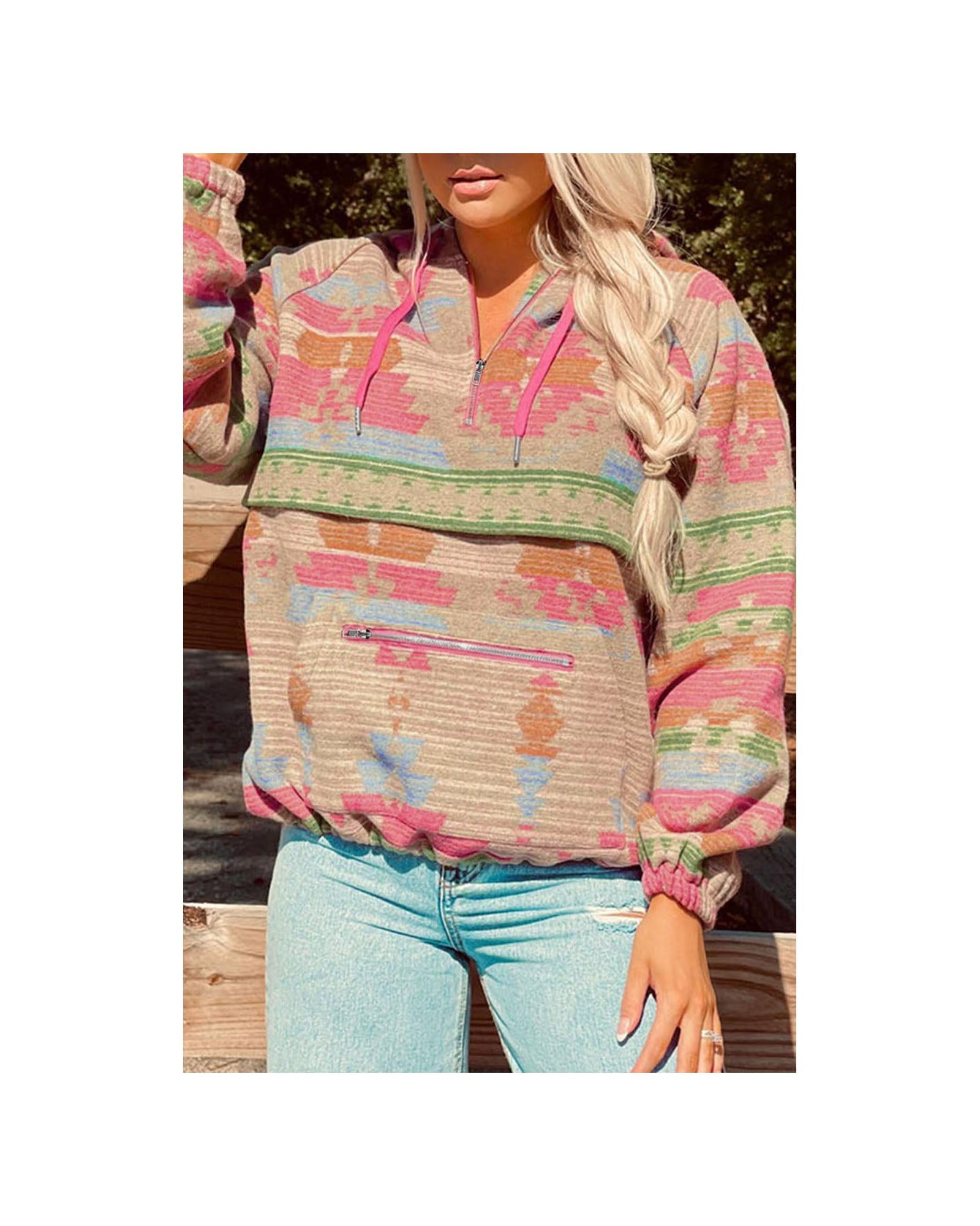 Azura Exchange Printed Kangaroo Pocket Zipped Hoodie - M