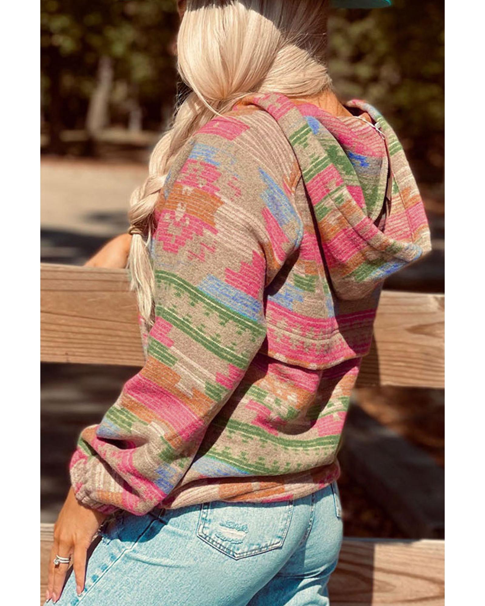 Azura Exchange Printed Kangaroo Pocket Zipped Hoodie - M