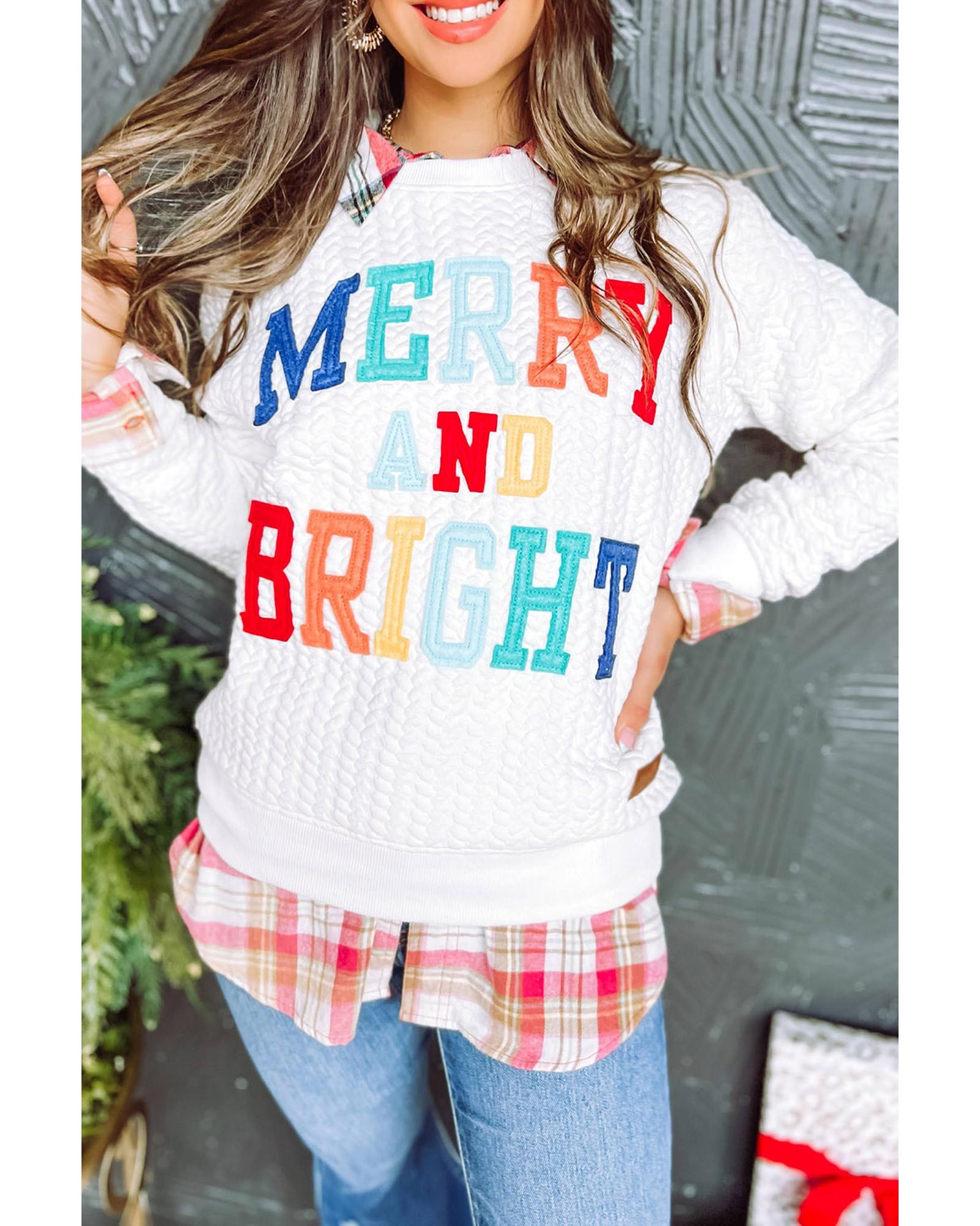Bright White Merry And Bright Cable Knit Pullover Sweatshirt - XL