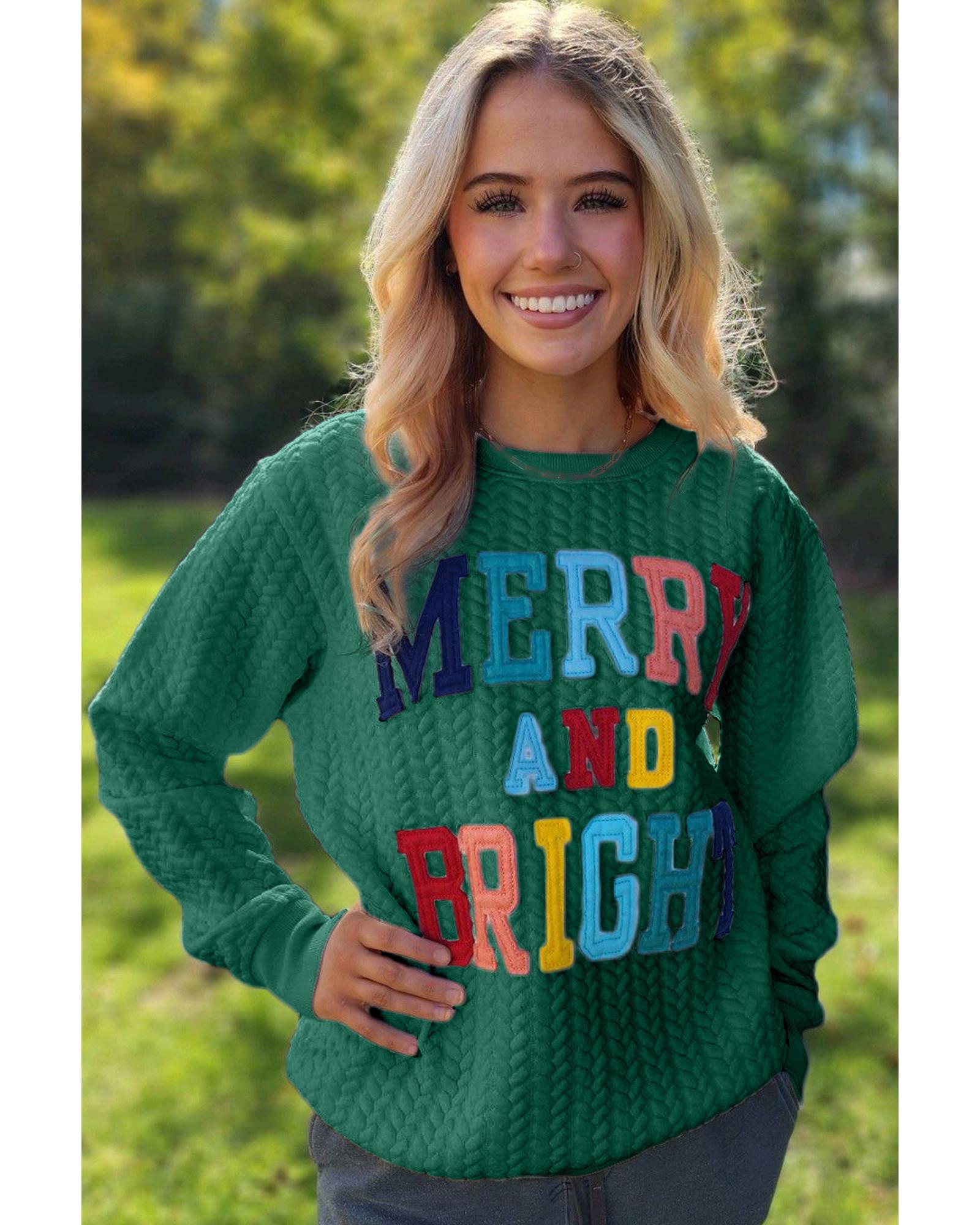 Blackish Green Merry And Bright Cable Knit Pullover Sweatshirt - 2XL
