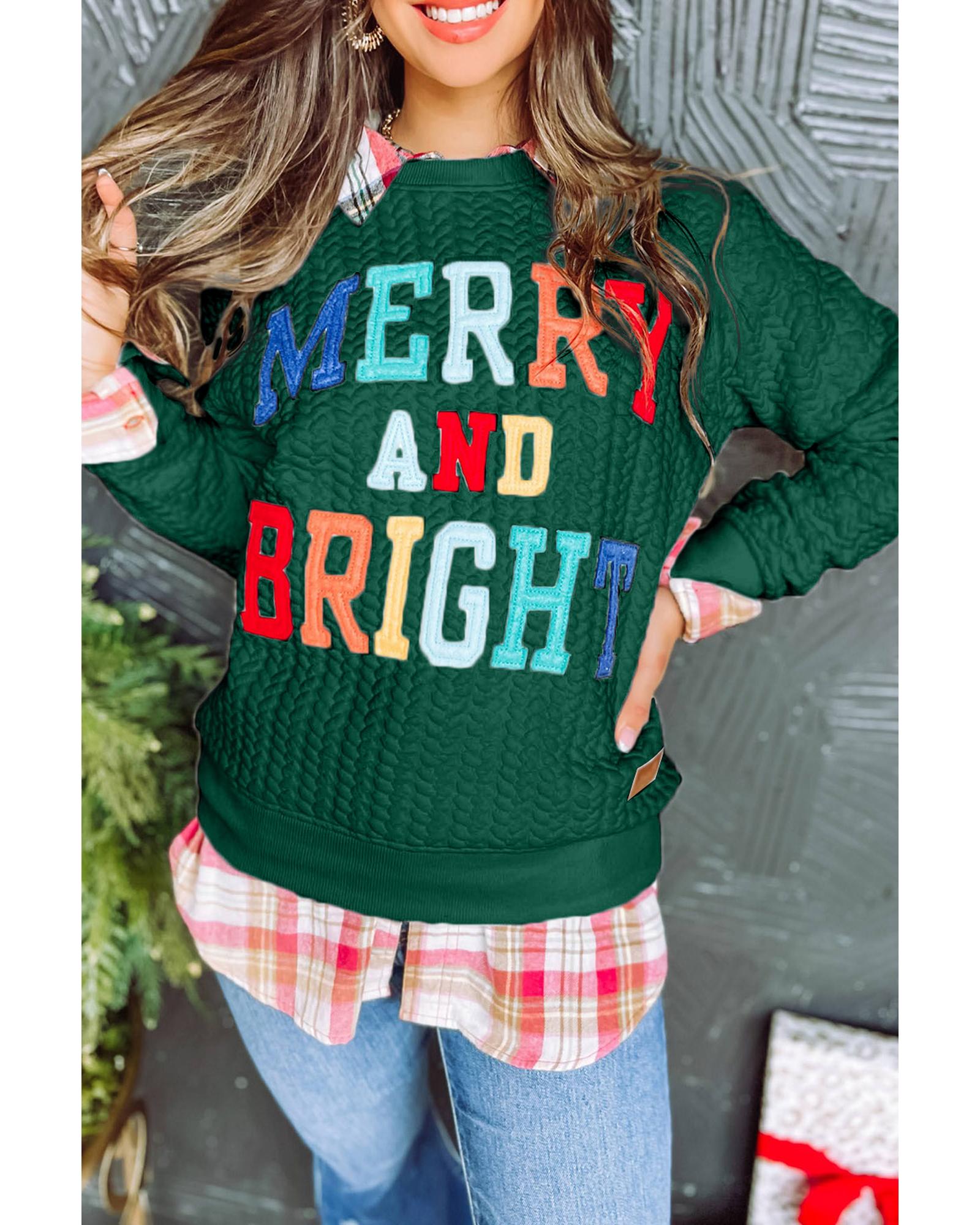 Blackish Green Merry And Bright Cable Knit Pullover Sweatshirt - 2XL