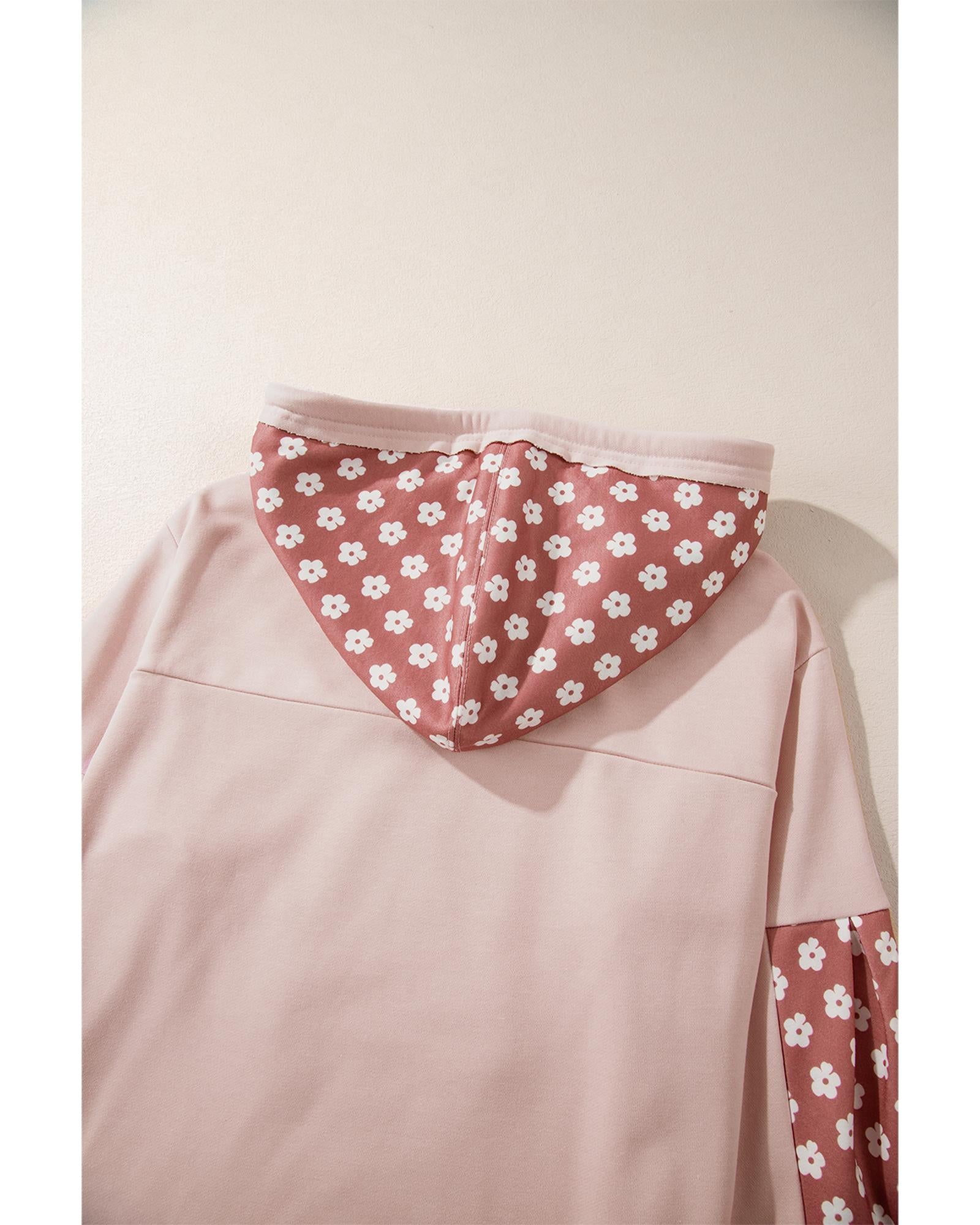 Delicacy Floral Patchwork Star Pattern Drawstring Hoodie - S
