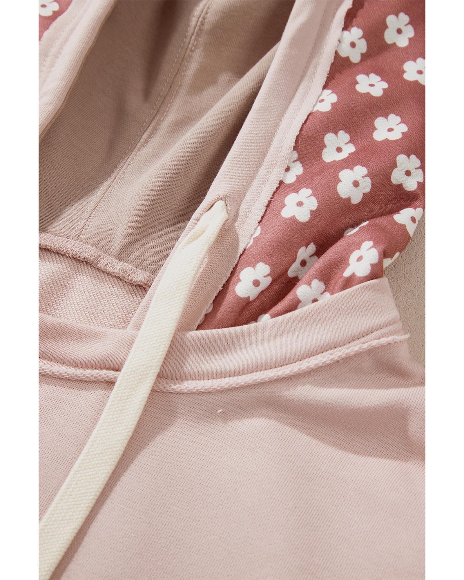 Delicacy Floral Patchwork Star Pattern Drawstring Hoodie - XL