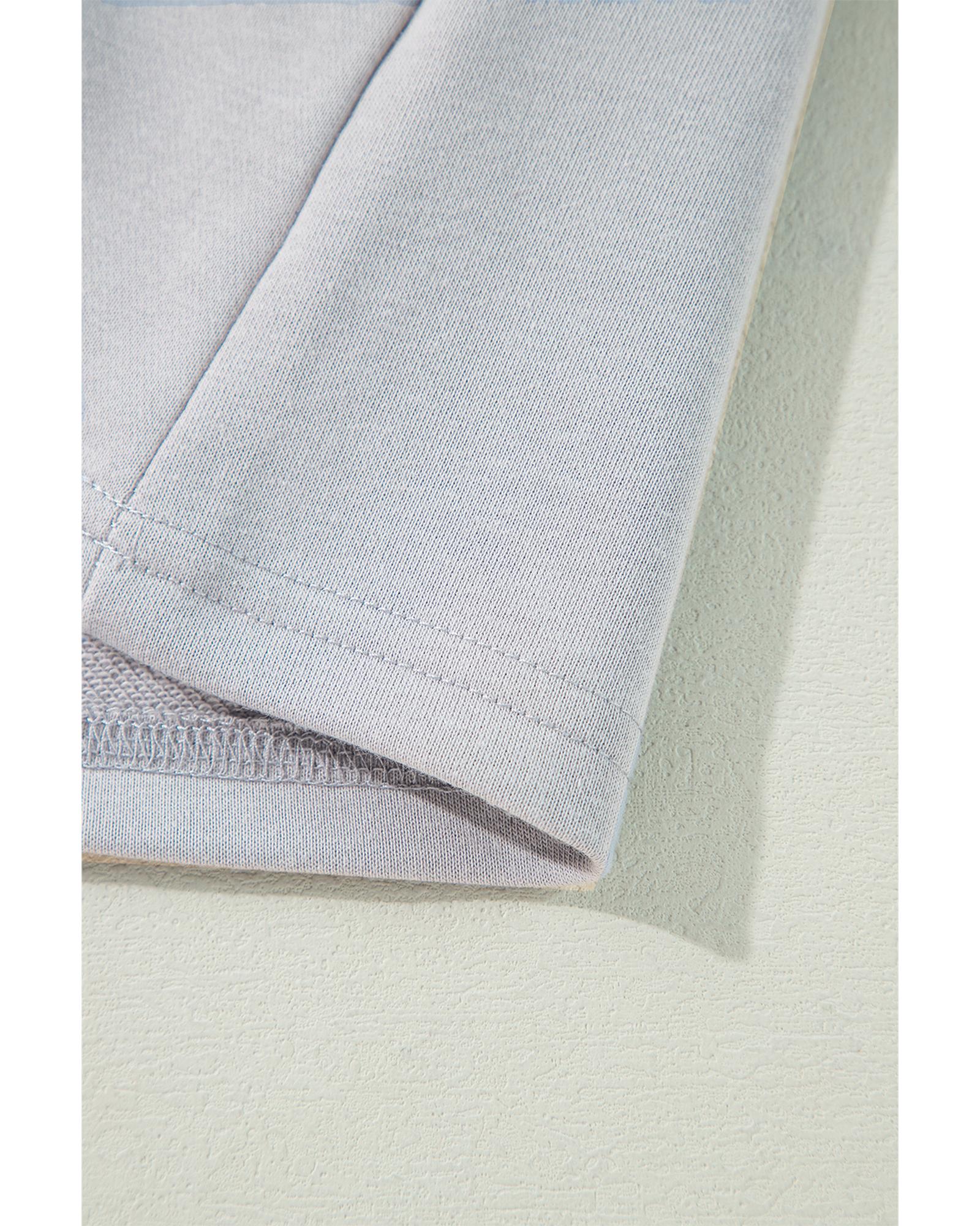 Beau Blue Floral Patchwork Star Pattern Drawstring Hoodie - L