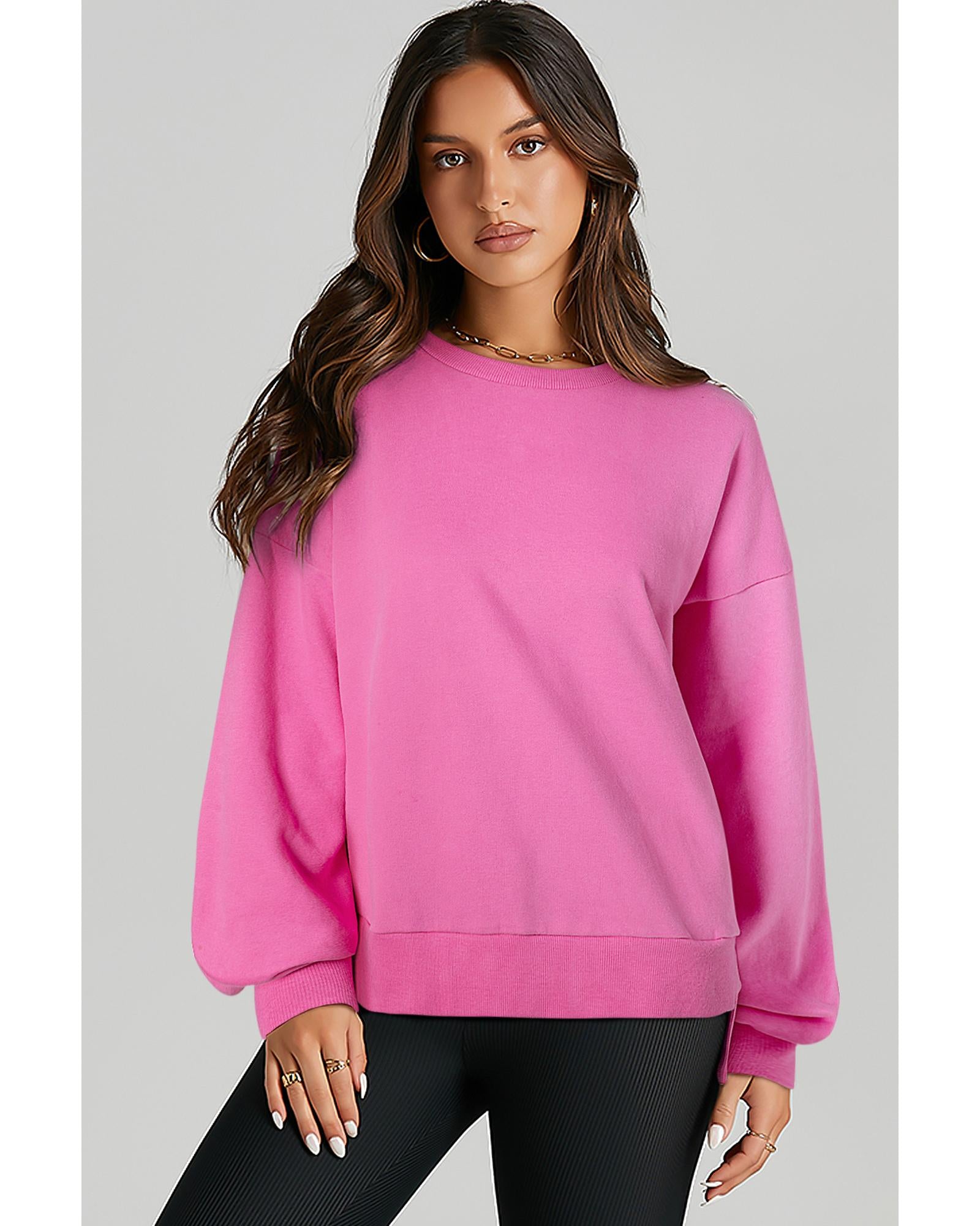 Bonbon Solid Fleece Lined Drop Shoulder High Low Sweatshirt - L