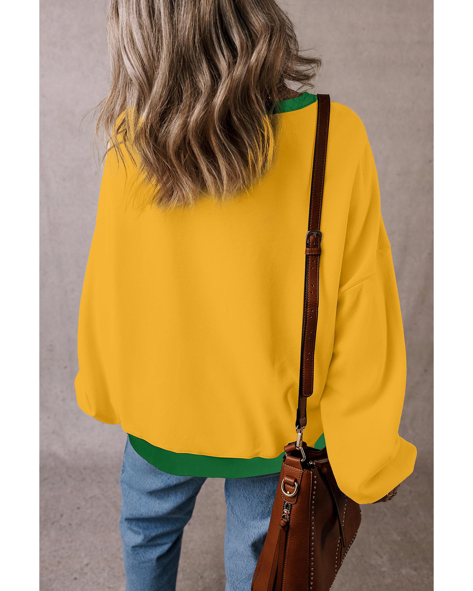 Ginger Color Block Patch Drop Shoulder Oversized Sweatshirt - L